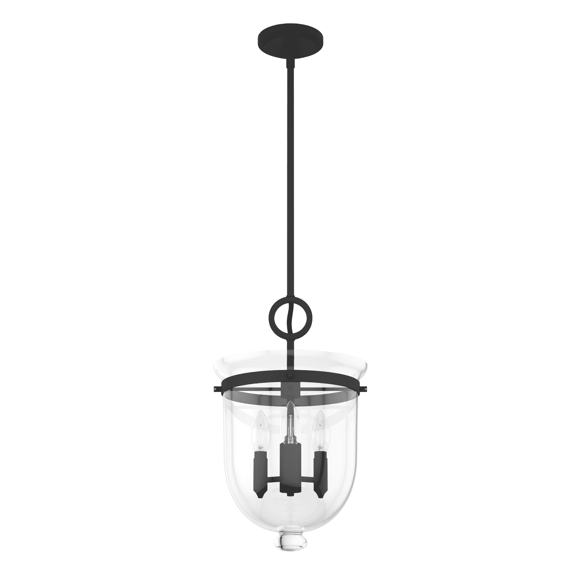 Black Glass 18" LED Pendant Light