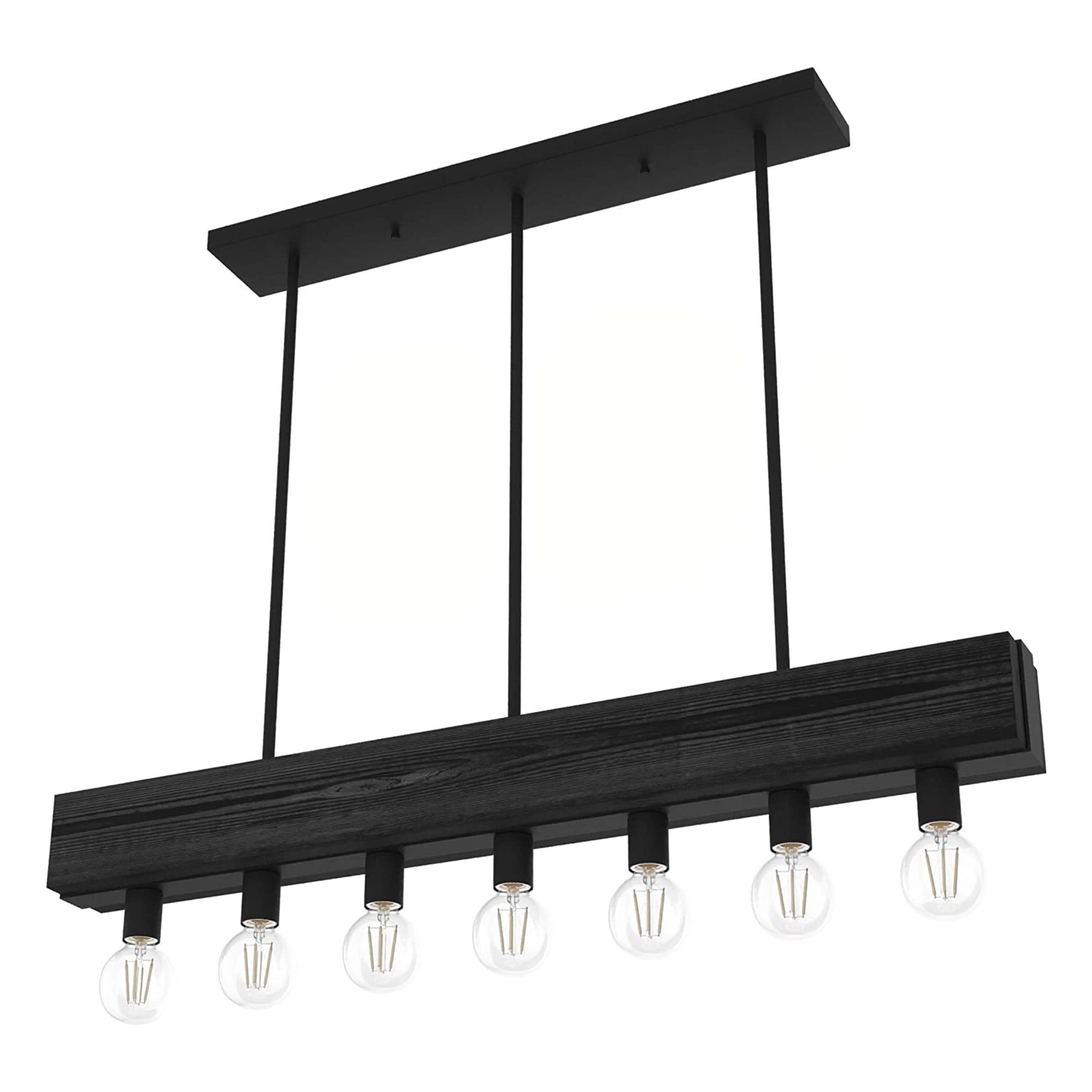 Donelson 40.5'' Black Natural Iron Linear Wood Chandelier