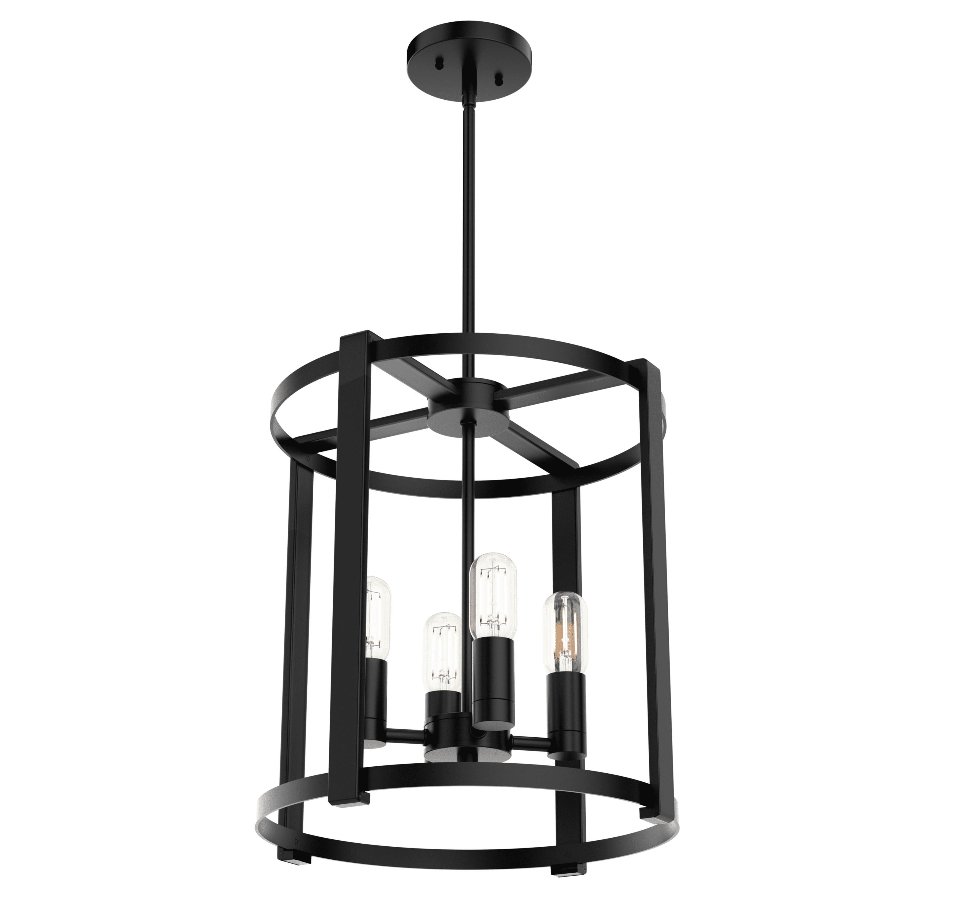 Matte Black Aluminum 4-Light Drum Chandelier