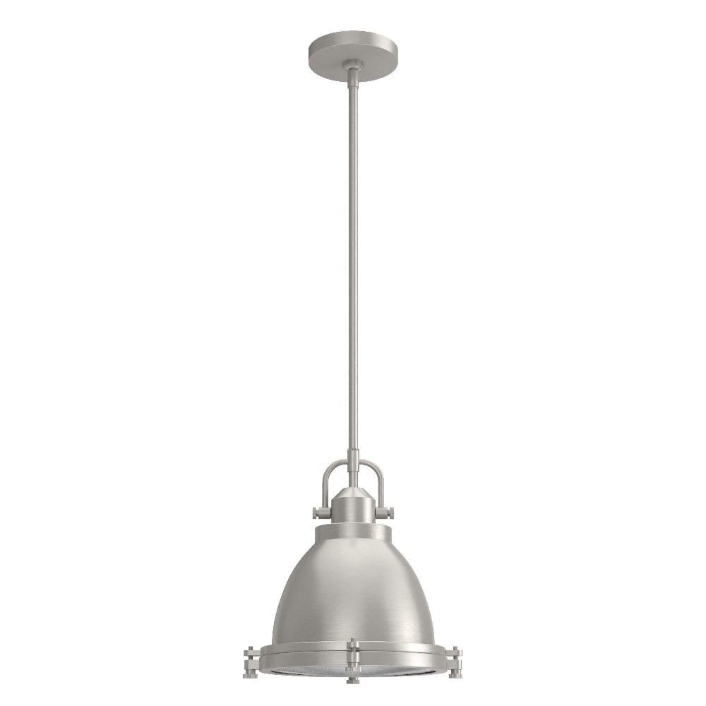 Bridgemoor Brushed Nickel LED Bowl Pendant with Holophane Glass, 12"