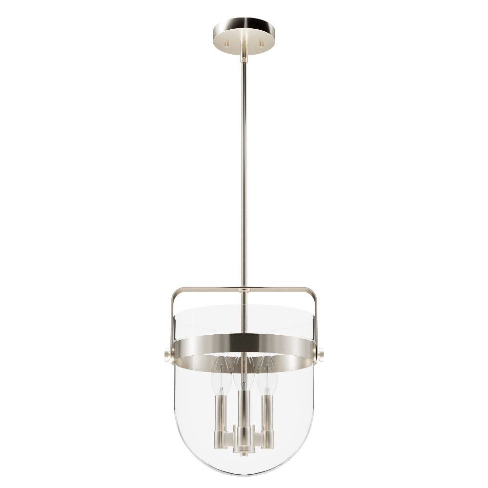 Karloff 14" Brushed Nickel 3-Light Glass Pendant