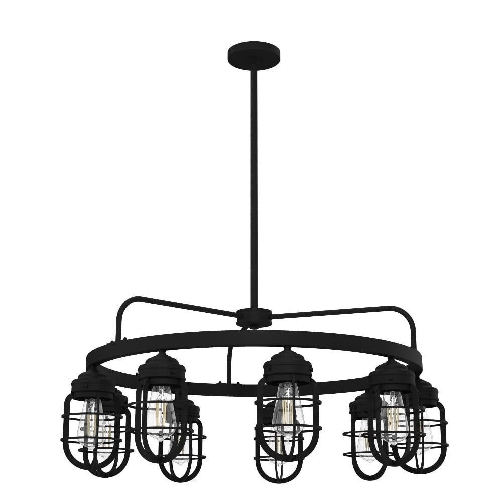 Starklake 34.5" Black Metal Industrial 9-Light Chandelier