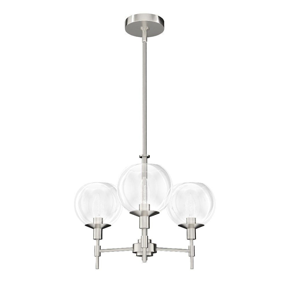 Brushed Nickel Crystal 3-Light Candle Chandelier