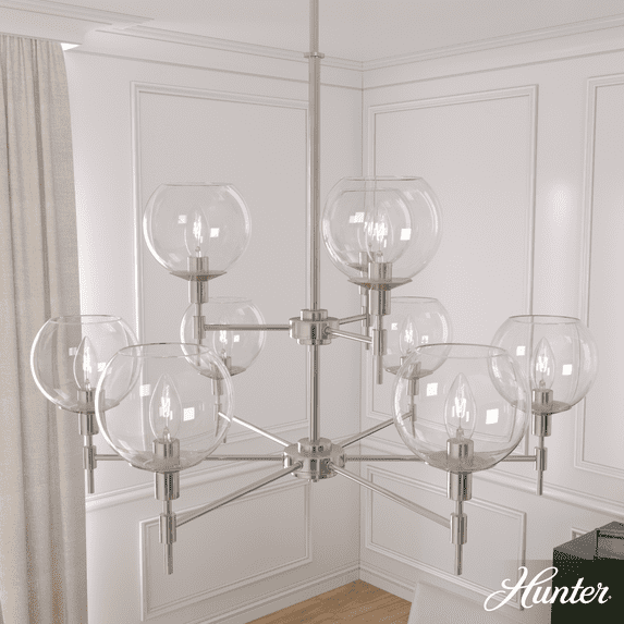 Xidane Brushed Nickel & Crystal 9-Light 2-Tier Chandelier