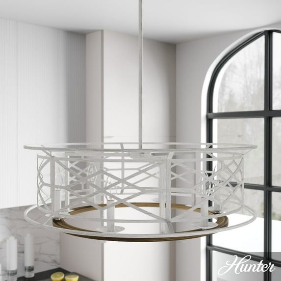 Langwood Distressed White Regency-Inspired 6-Light Chandelier