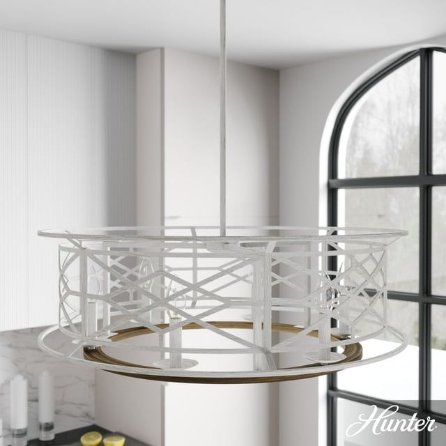 Langwood Distressed White Regency-Inspired 6-Light Chandelier
