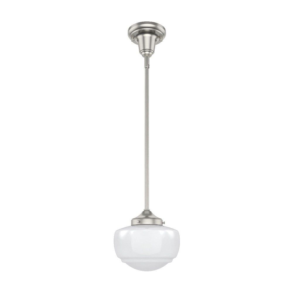 Brushed Nickel 7.5" Mini Pendant with White Glass Shade