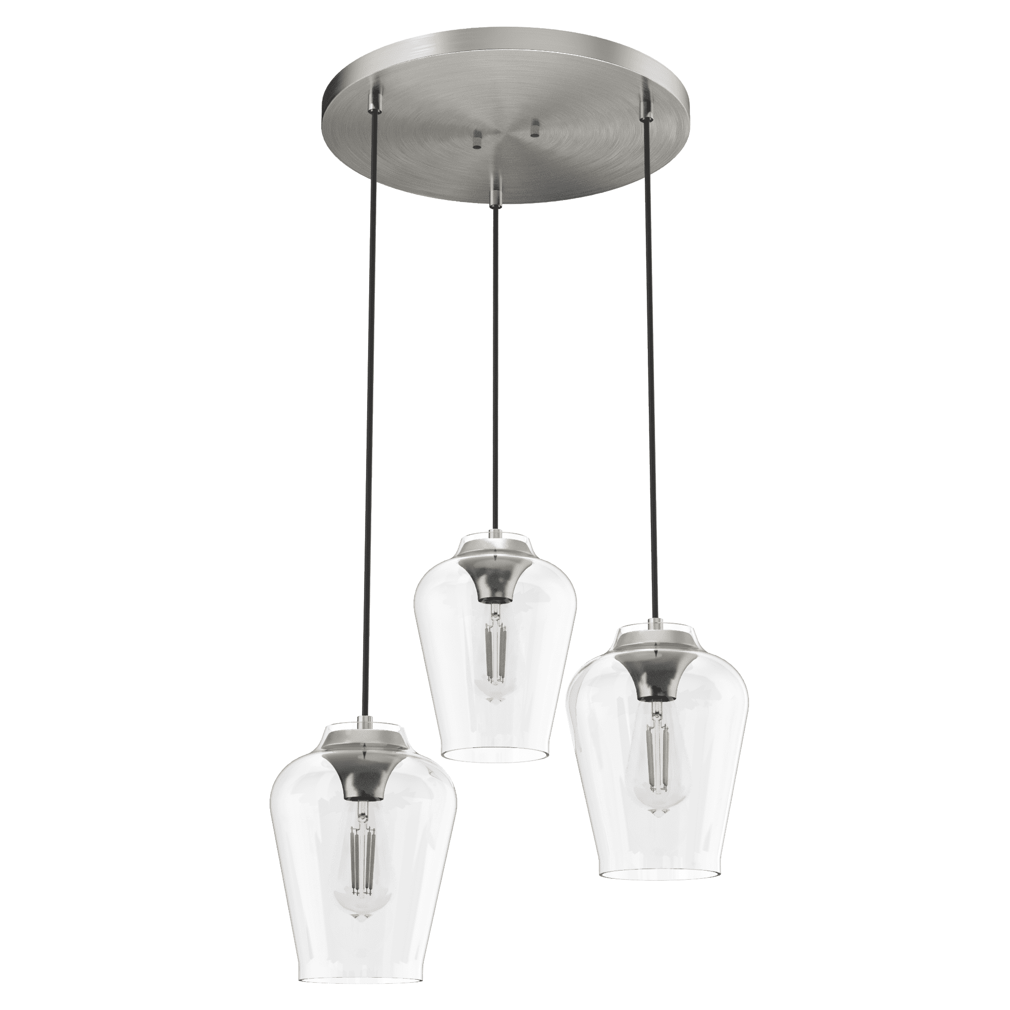 Hunter Vidria Brushed Nickel 3-Light Cluster Pendant Fixture