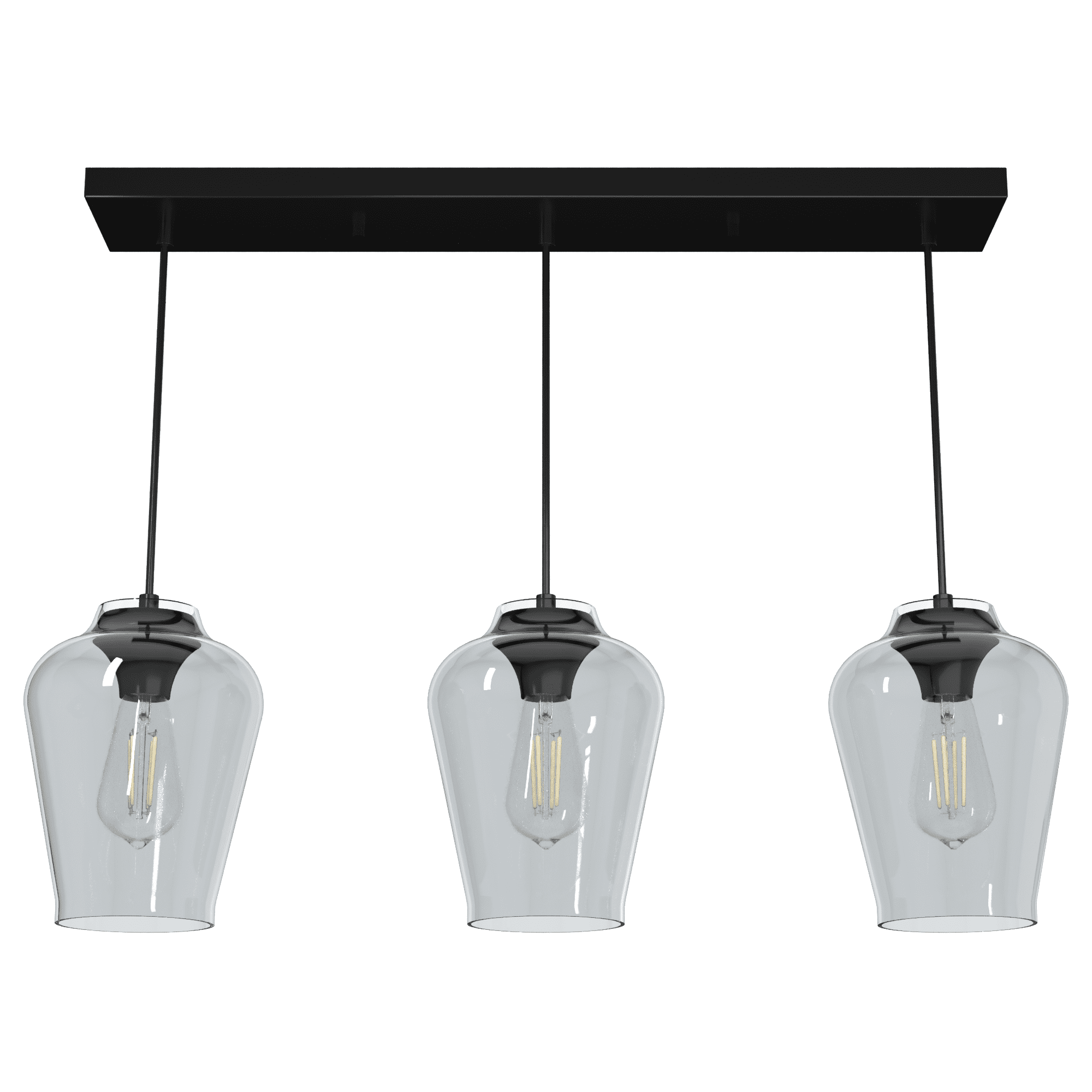 Vidria Matte Black 3-Light Linear Glass Cluster Ceiling Fixture