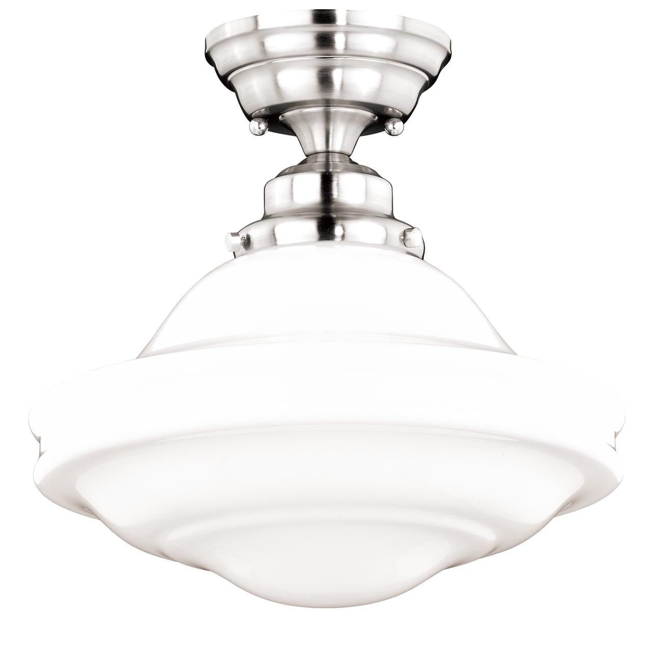 Huntley 12" Satin Nickel Farmhouse Semi Flush Mount Ceiling Light