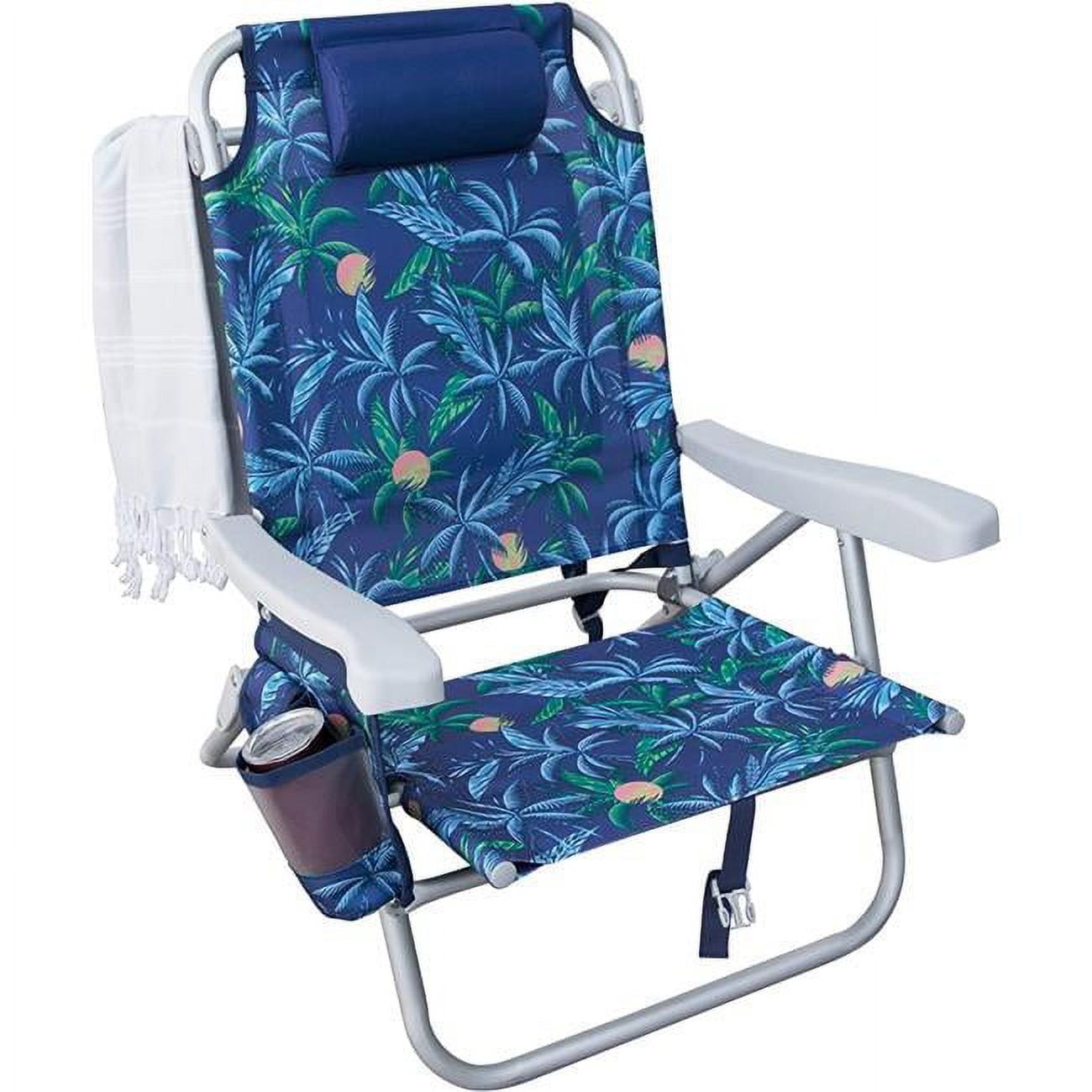 Hurley Deluxe Blue Aluminum Reclining Beach Chair with Cushions