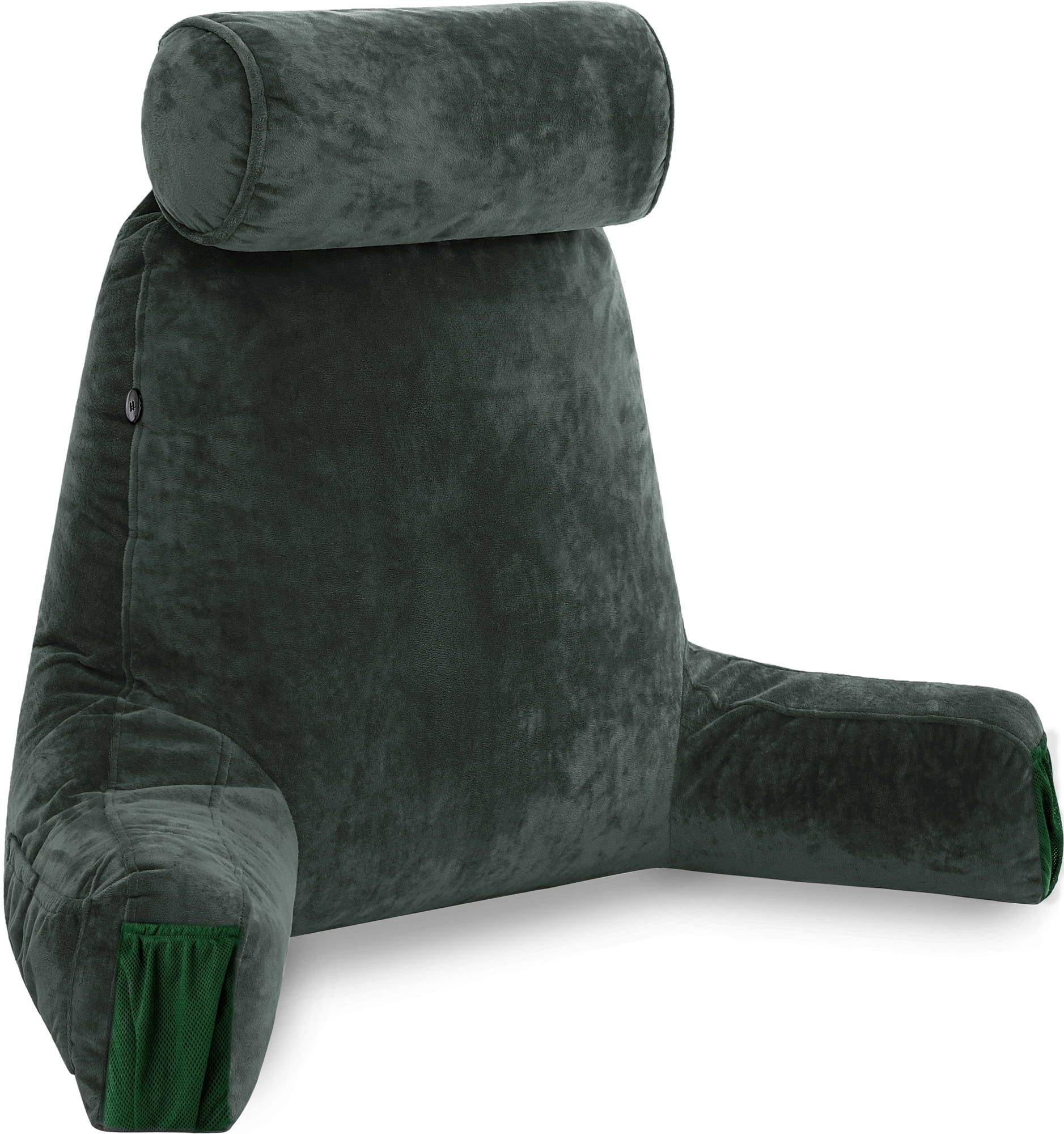 Dark Green Kids' Memory Foam Reading Pillow with Arms and Detachable Neck Roll