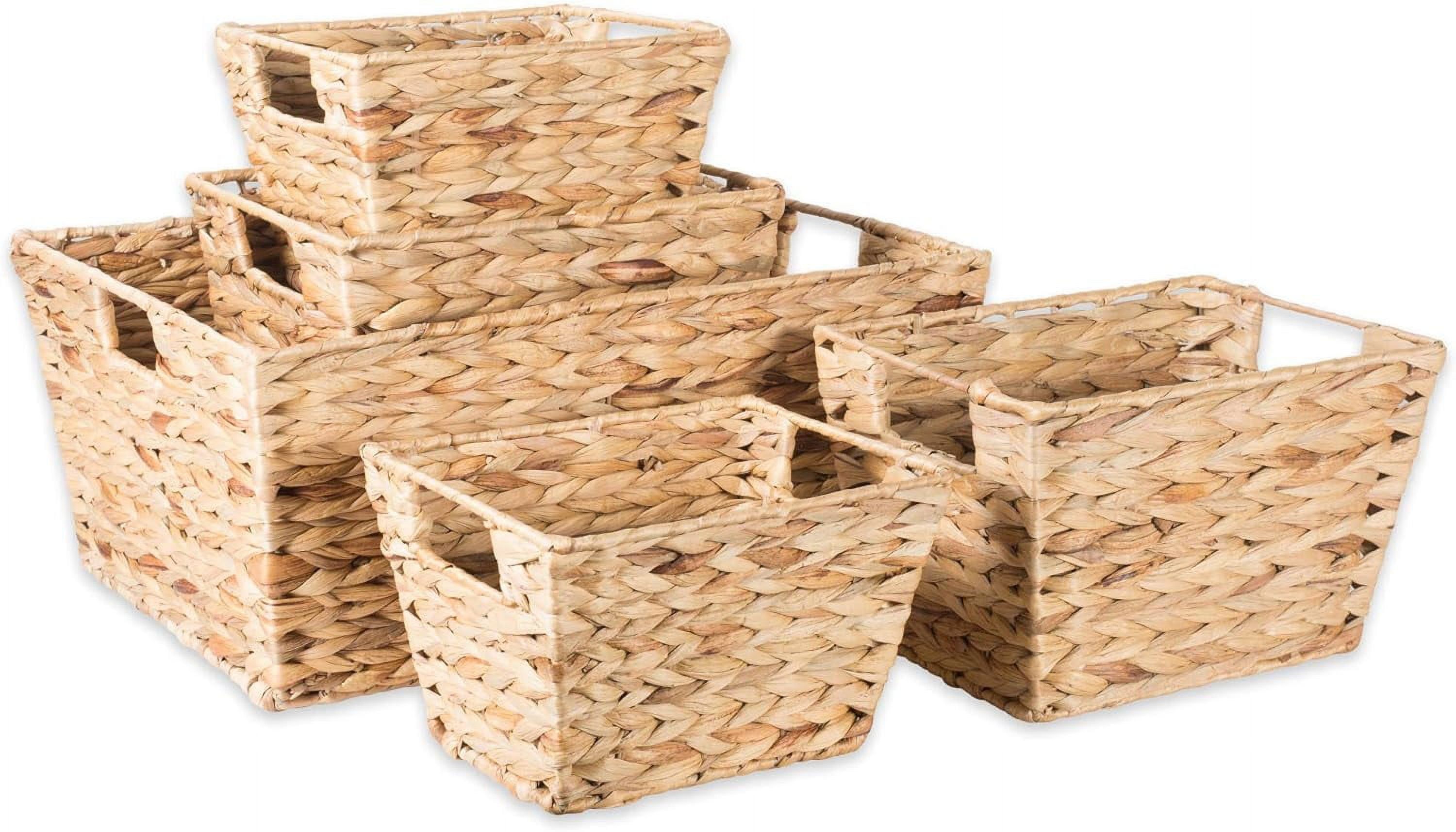 Natural Water Hyacinth Rectangular Storage Basket Set