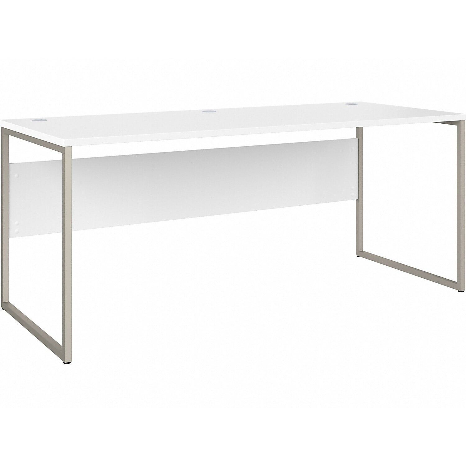 Contemporary 71'' White Corner Office Desk with Metal Legs and Drawer