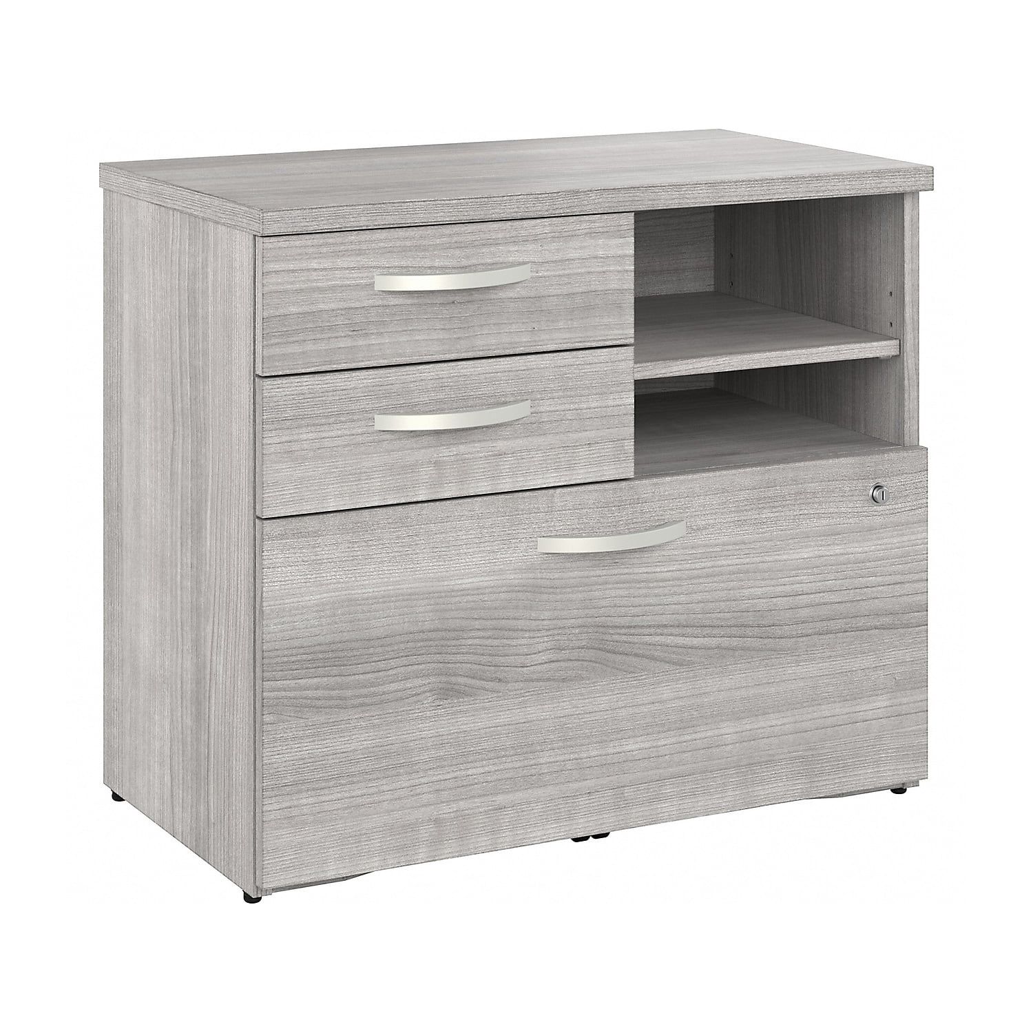 Platinum Gray Engineered Wood Office Storage Cabinet with Adjustable Shelving