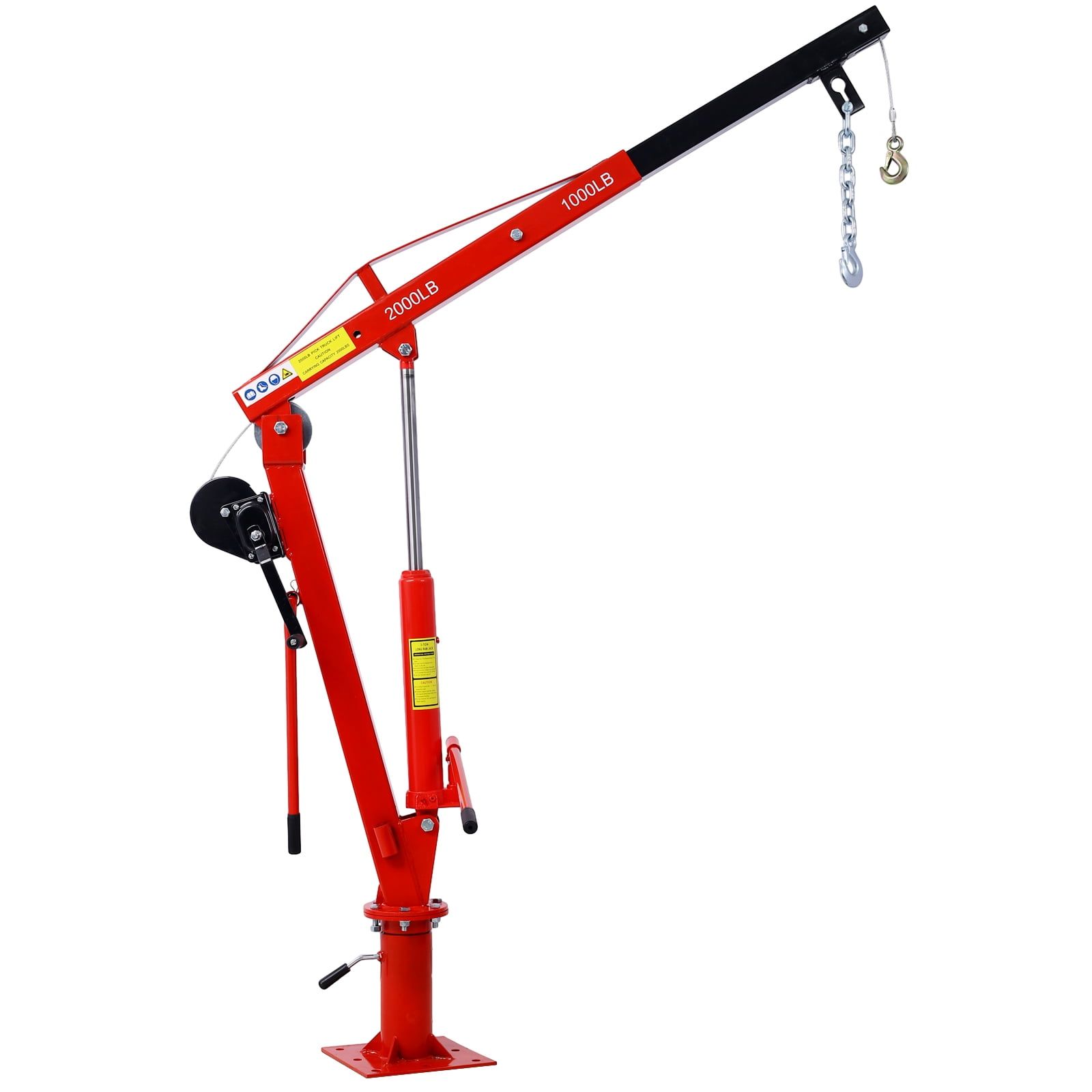 Red Steel 2000-Lb Capacity Pickup Truck Crane with Hand Winch