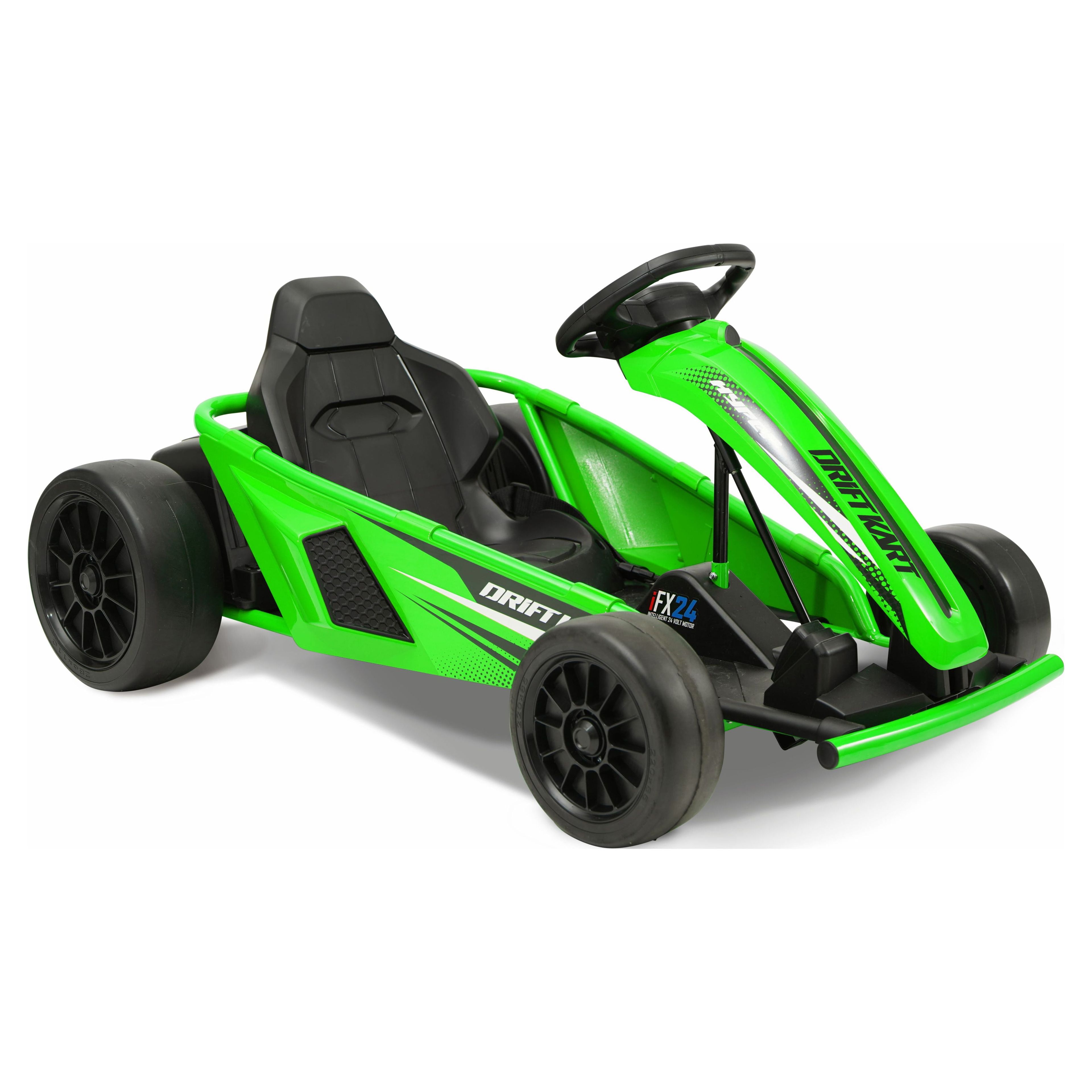 Green 24V Battery-Powered Drifting Go-Kart for Kids