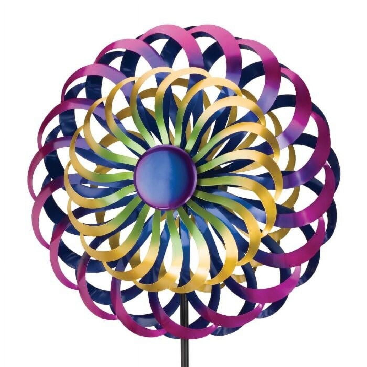 85" Multicolor Hypno Wind Spinner Stake with Flower Design