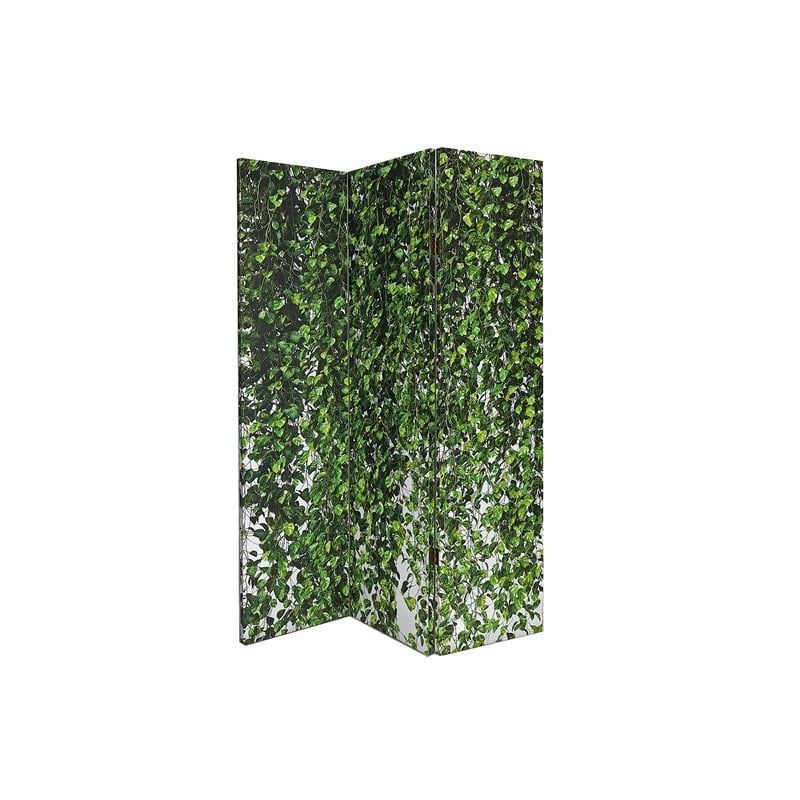 Green Floral Double-Sided Canvas Folding Screen