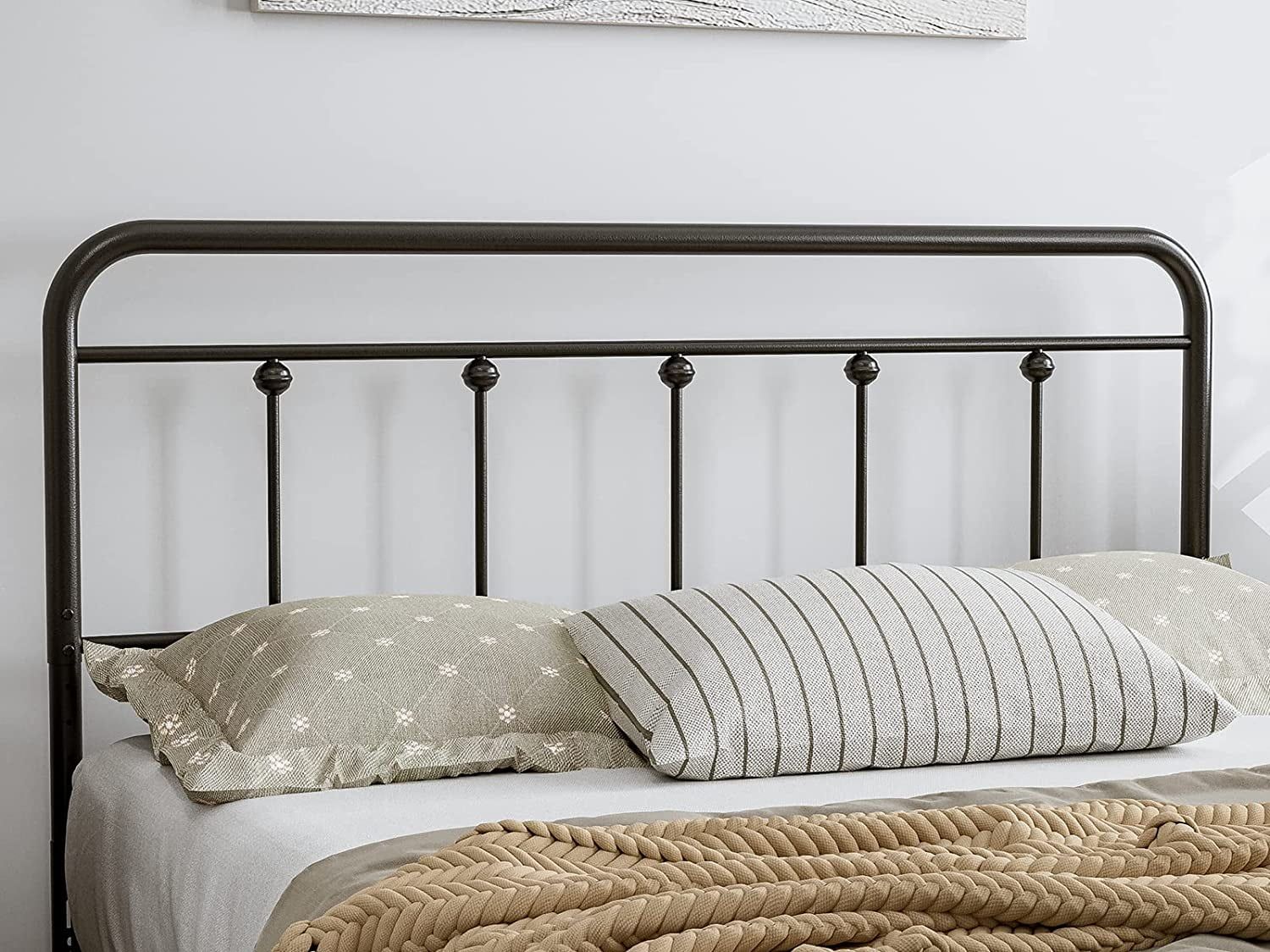 Black Metal Queen Size Adjustable Farmhouse Headboard