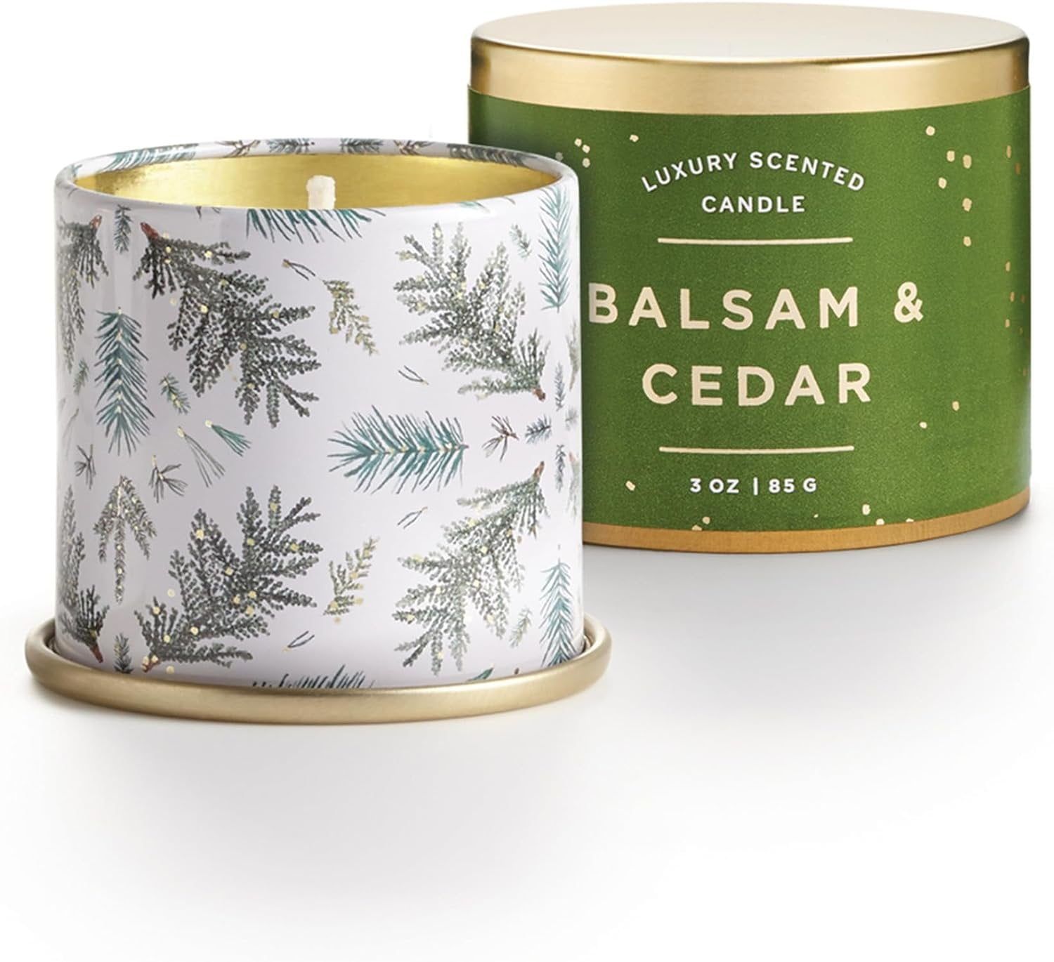 Winter Whisper White Soy Candle, Balsam & Cedar, 3 oz Tin