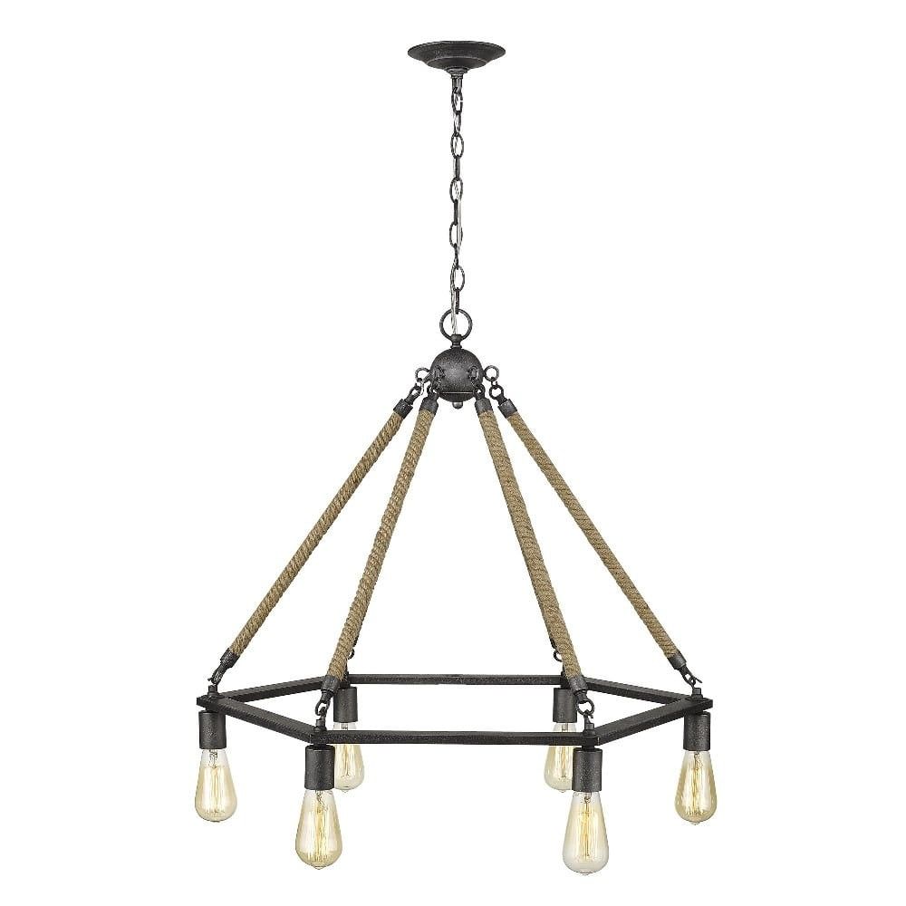 Holden 30" Antique Gray Steel 6-Light Chandelier