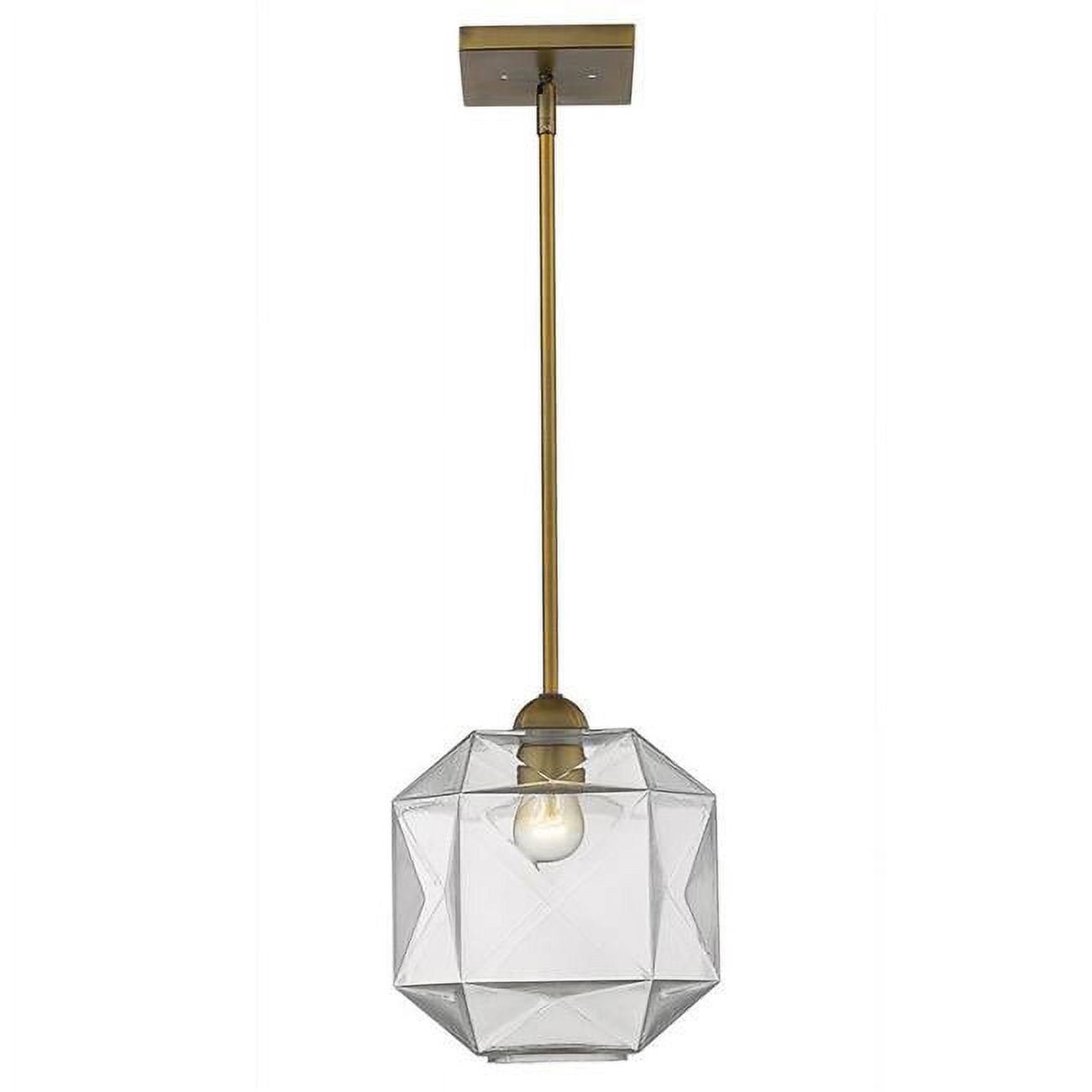 Brass and Glass Globe Pendant Light, 9.75 Inches