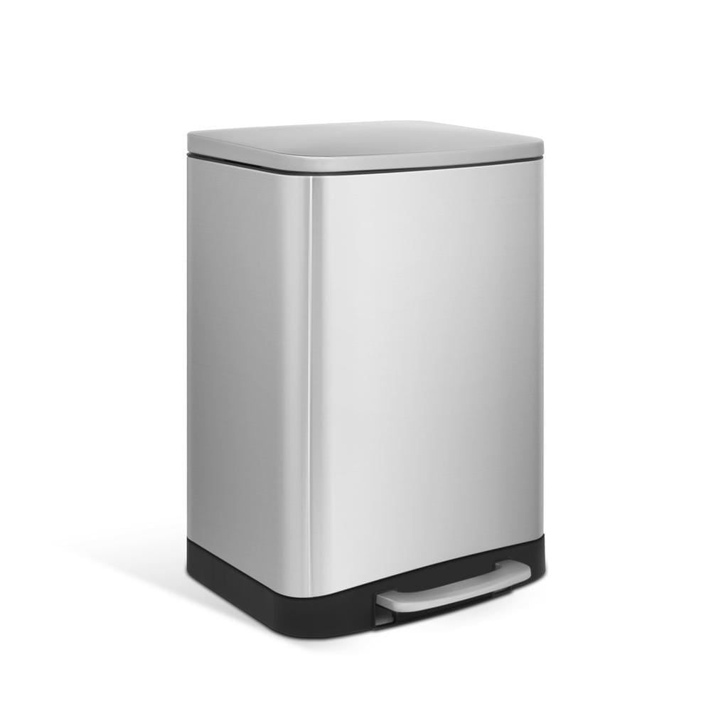 1.6 Gallon Brushed Stainless Steel Rectangular Step-On Trash Can