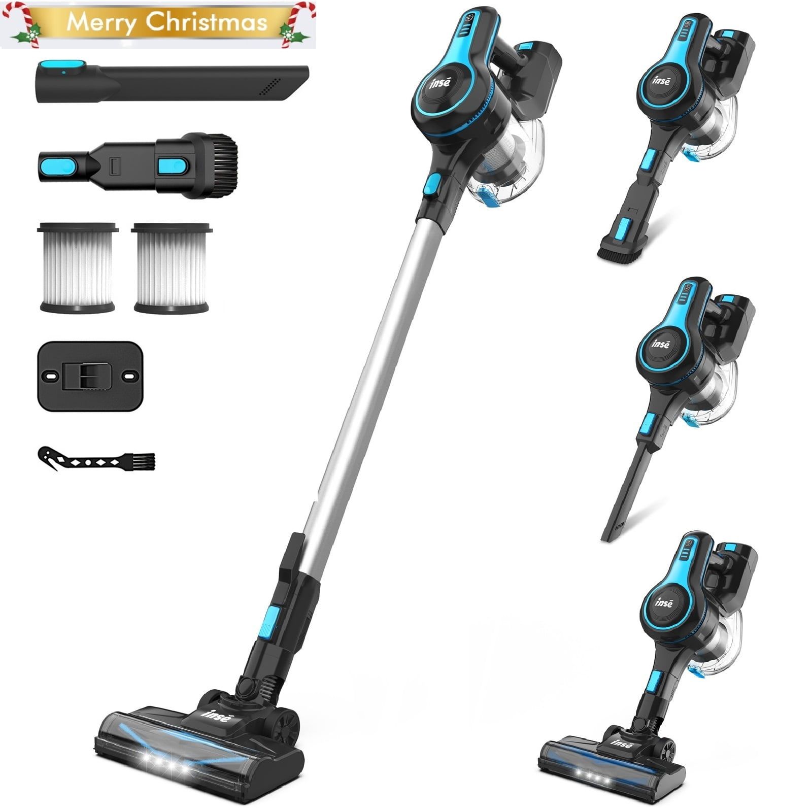 Blue Cordless Stick Vacuum with HEPA Filter and 45min Runtime