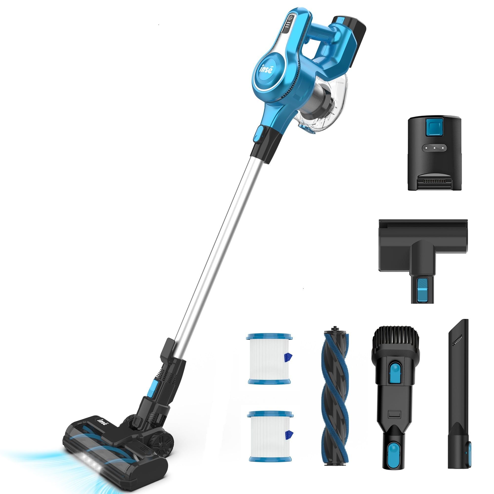 Blue Convertible Cordless Stick Vacuum with HEPA Filter