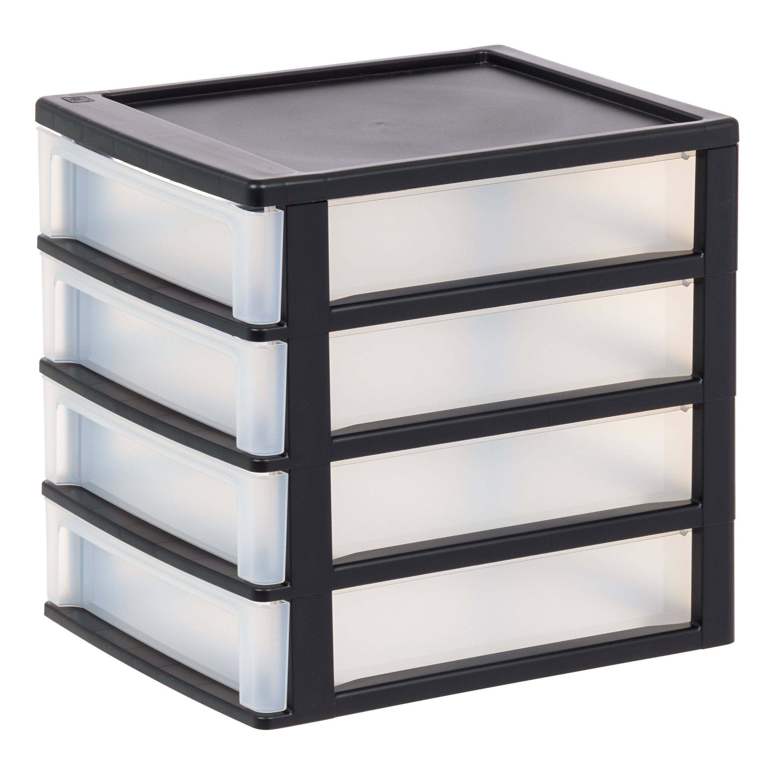 Small Black Plastic 4-Drawer Stackable Organizer