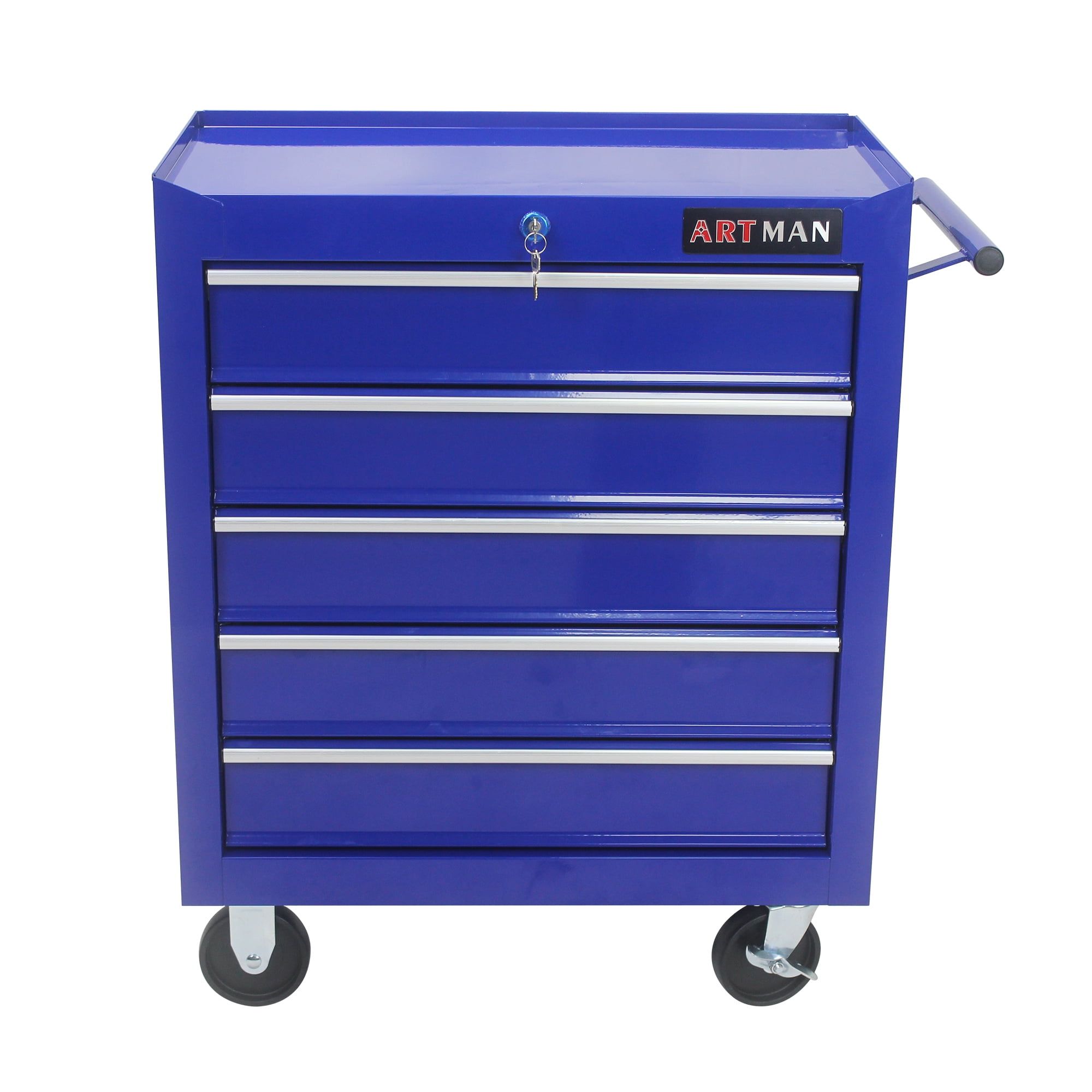 Blue Steel 5-Drawer Lockable Rolling Tool Chest