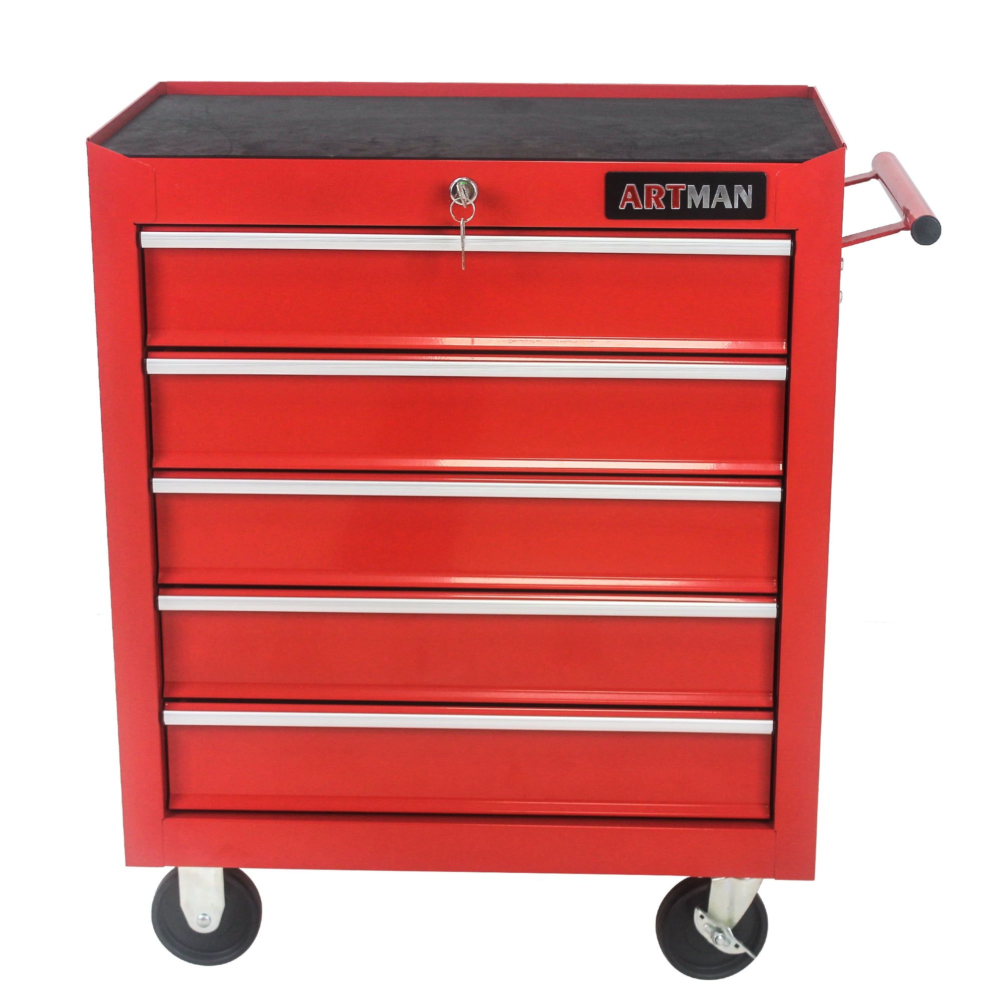 Red 5-Drawer Lockable Rolling Steel Tool Chest