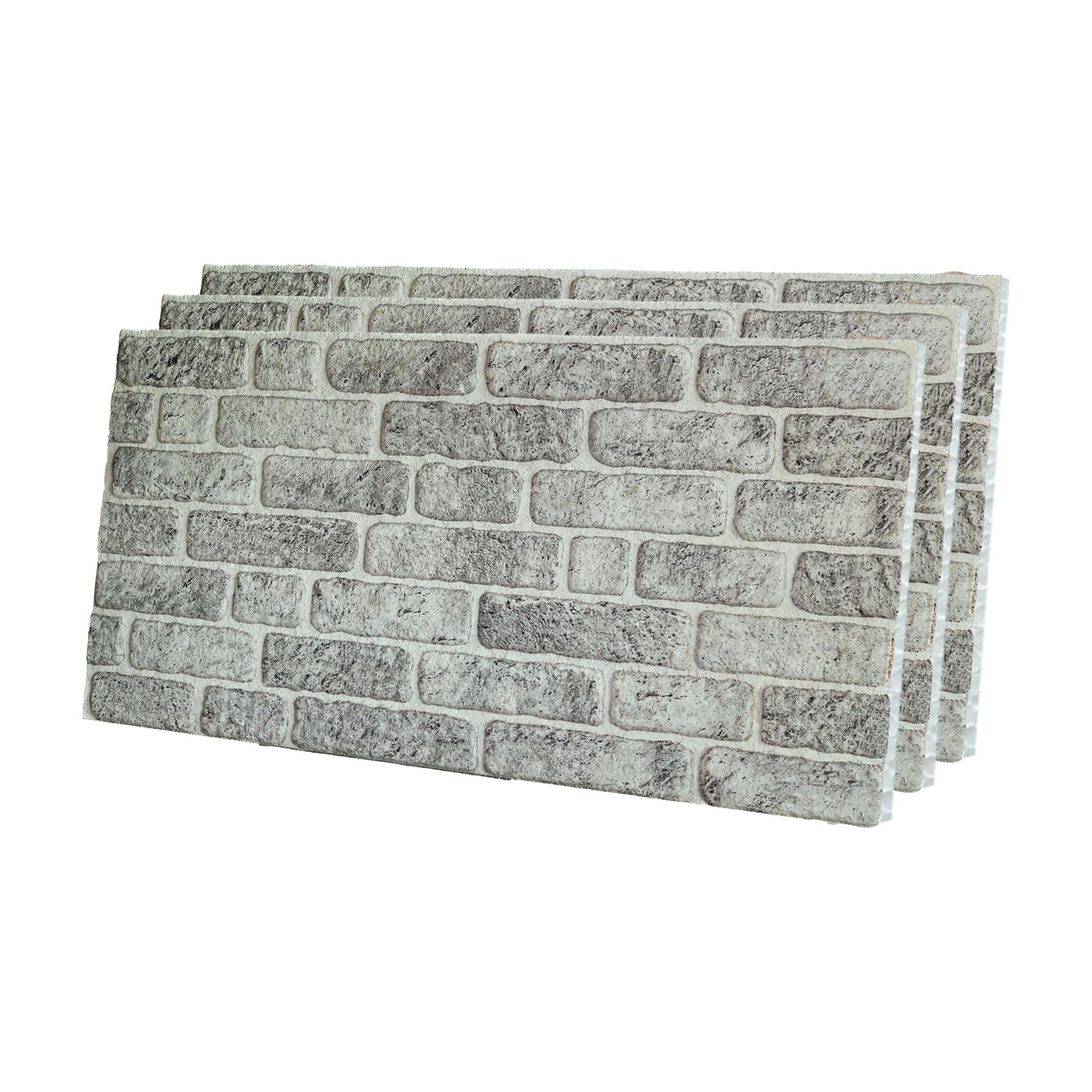 Gray and White 3D Embossed Brick Wall Panels