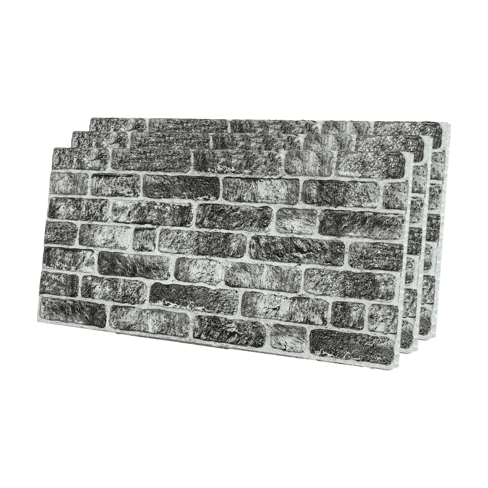 Gray Brick Effect 3D Styrofoam Wall Panels, 16 Sq Ft