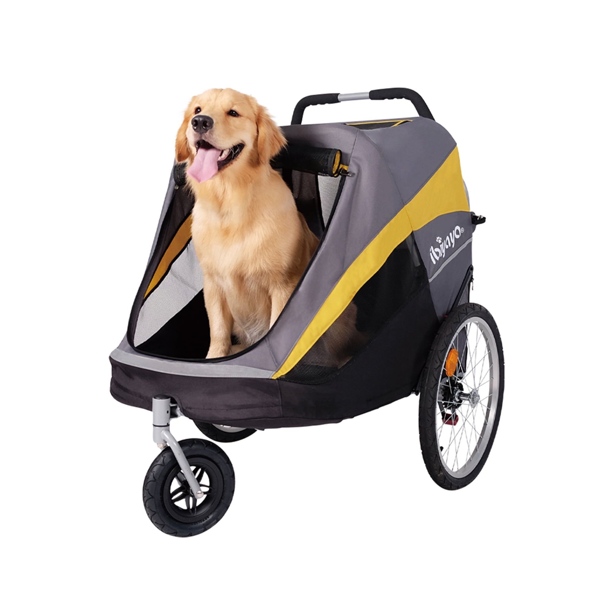 Hercules Gray and Yellow Heavy-Duty Dog Stroller-Bike Trailer