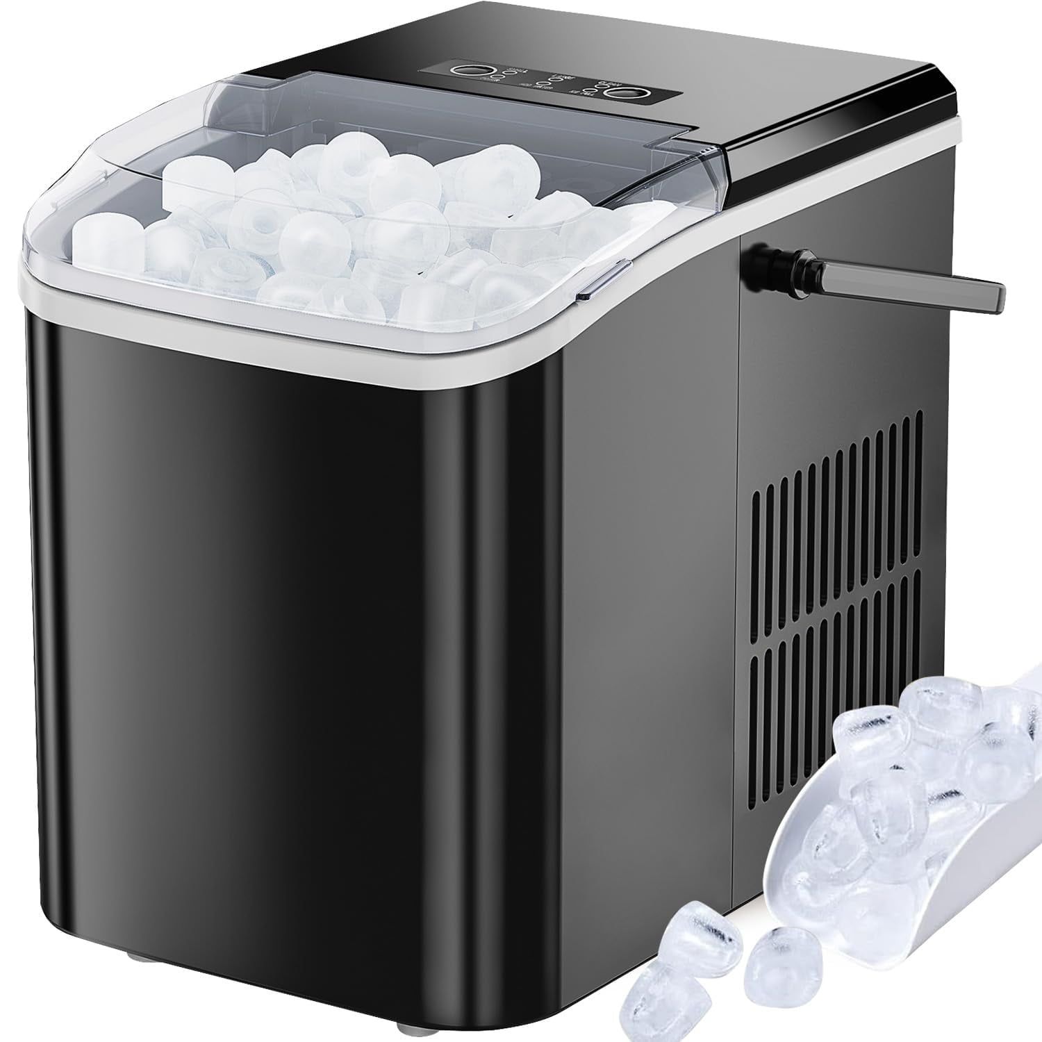 Black Portable Countertop Ice Maker with Self-Cleaning Function