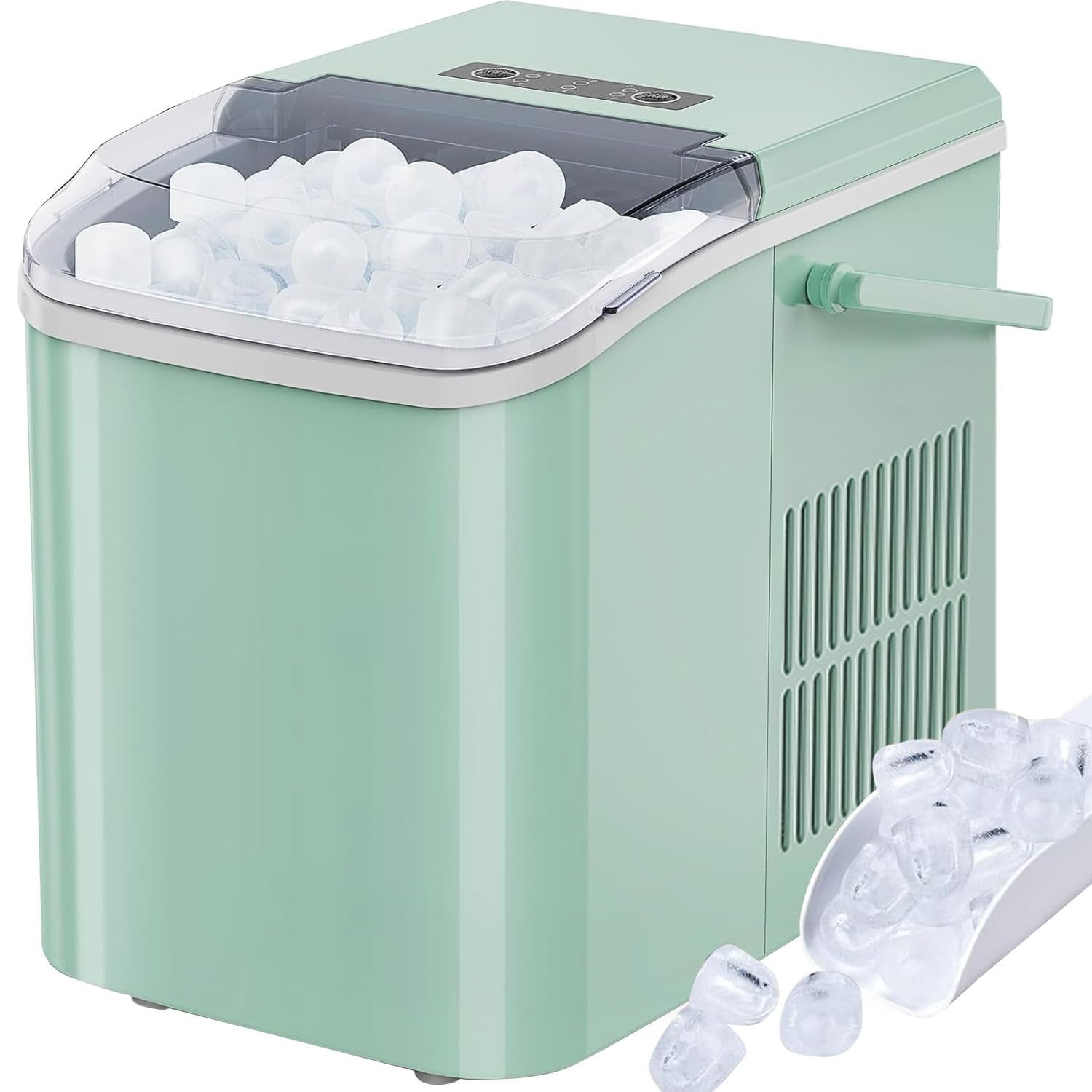 Mint Green Portable Countertop Ice Maker with Self-Cleaning Function