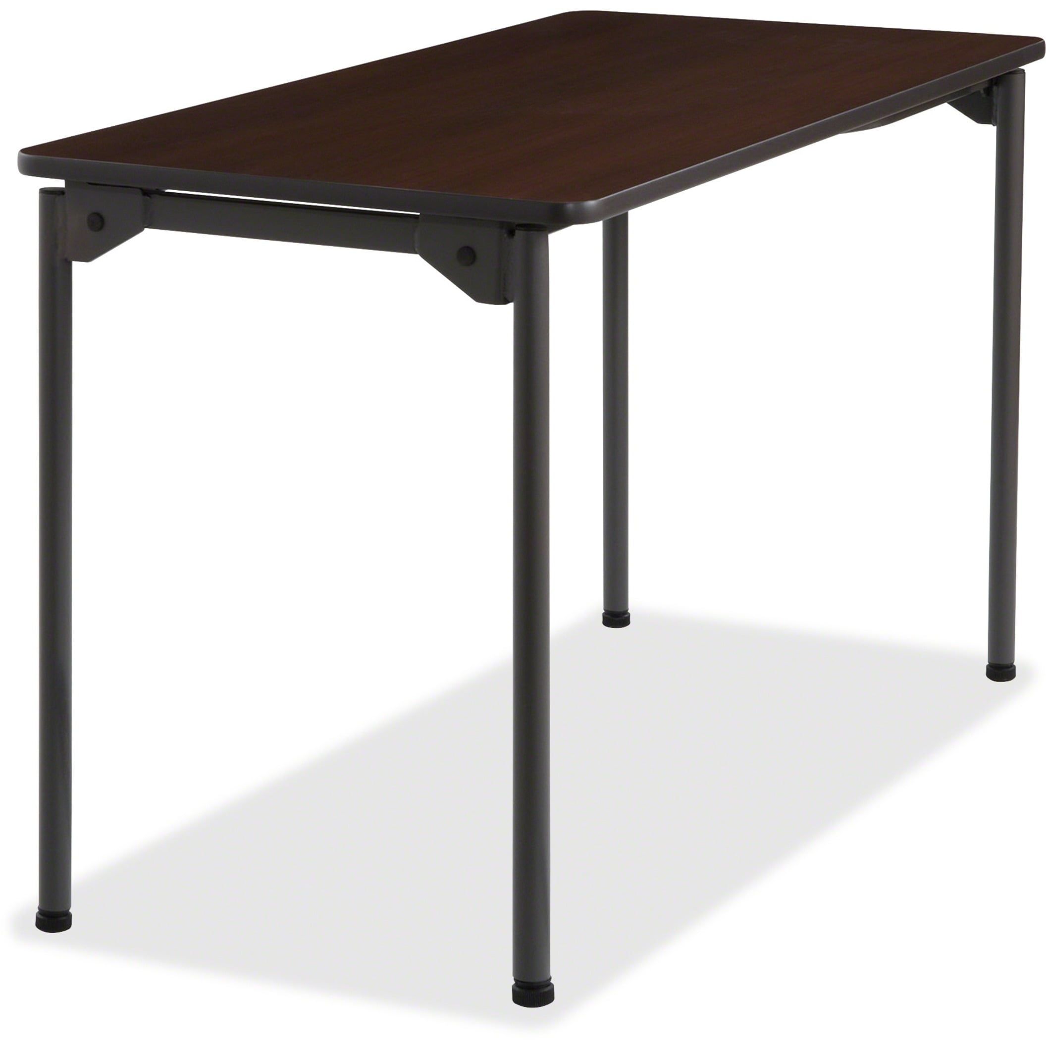 Walnut 24" x 48" Melamine Folding Table with Steel Legs