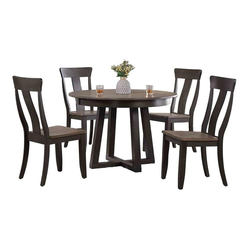 Antiqued Gray Stone and Black Wood 5-Piece Dining Set