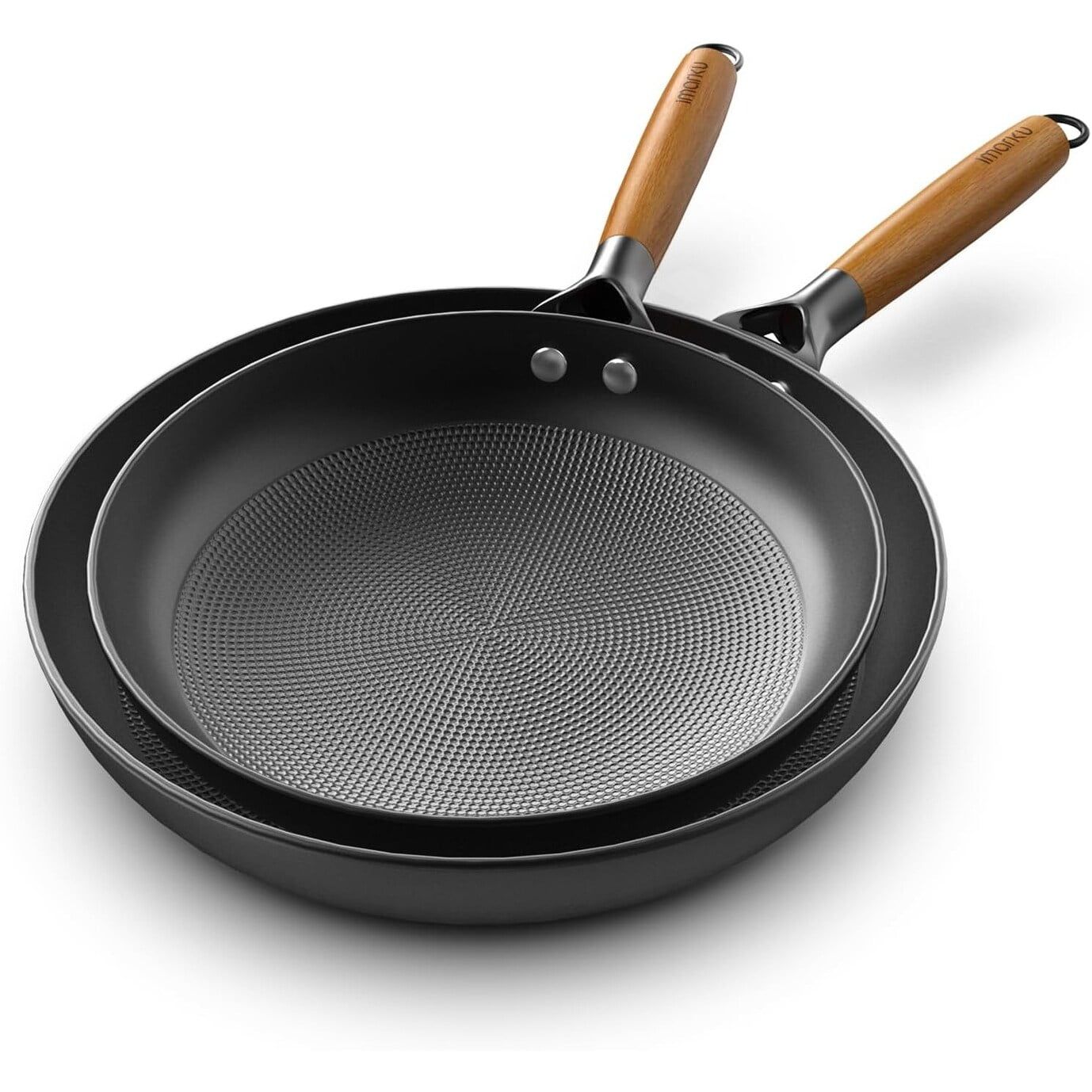 Imarku 10" & 12" Black Cast Iron Nonstick Frying Pan Set