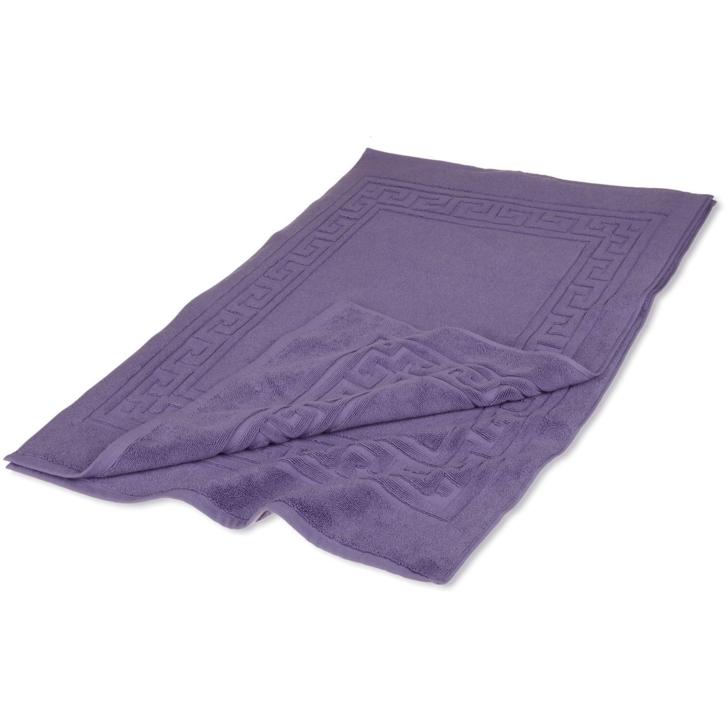 Superior Royal Purple Cotton Bath Mat Set with Geometric Border