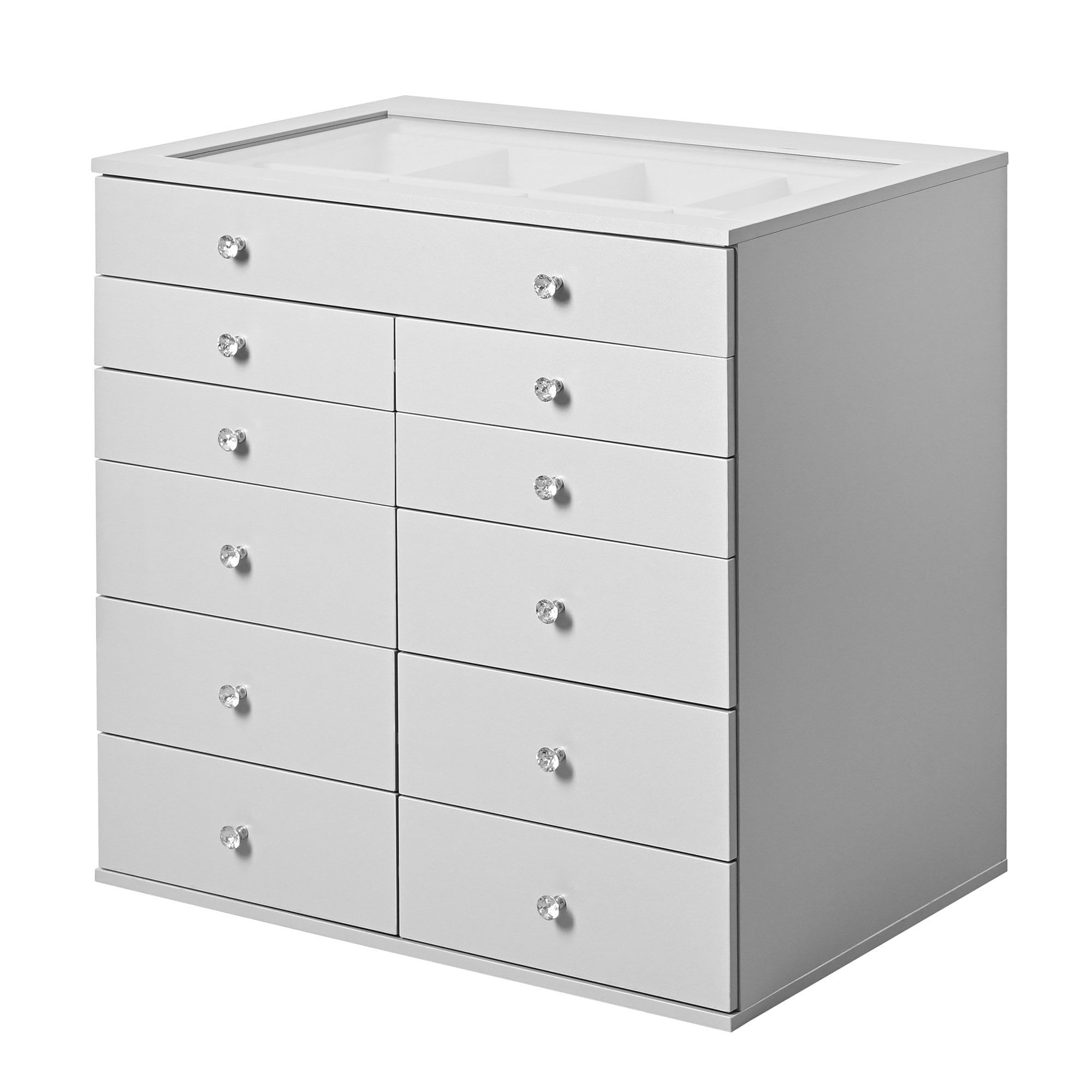 Silver MDF Makeup Drawer Chest with Soft Close Drawers