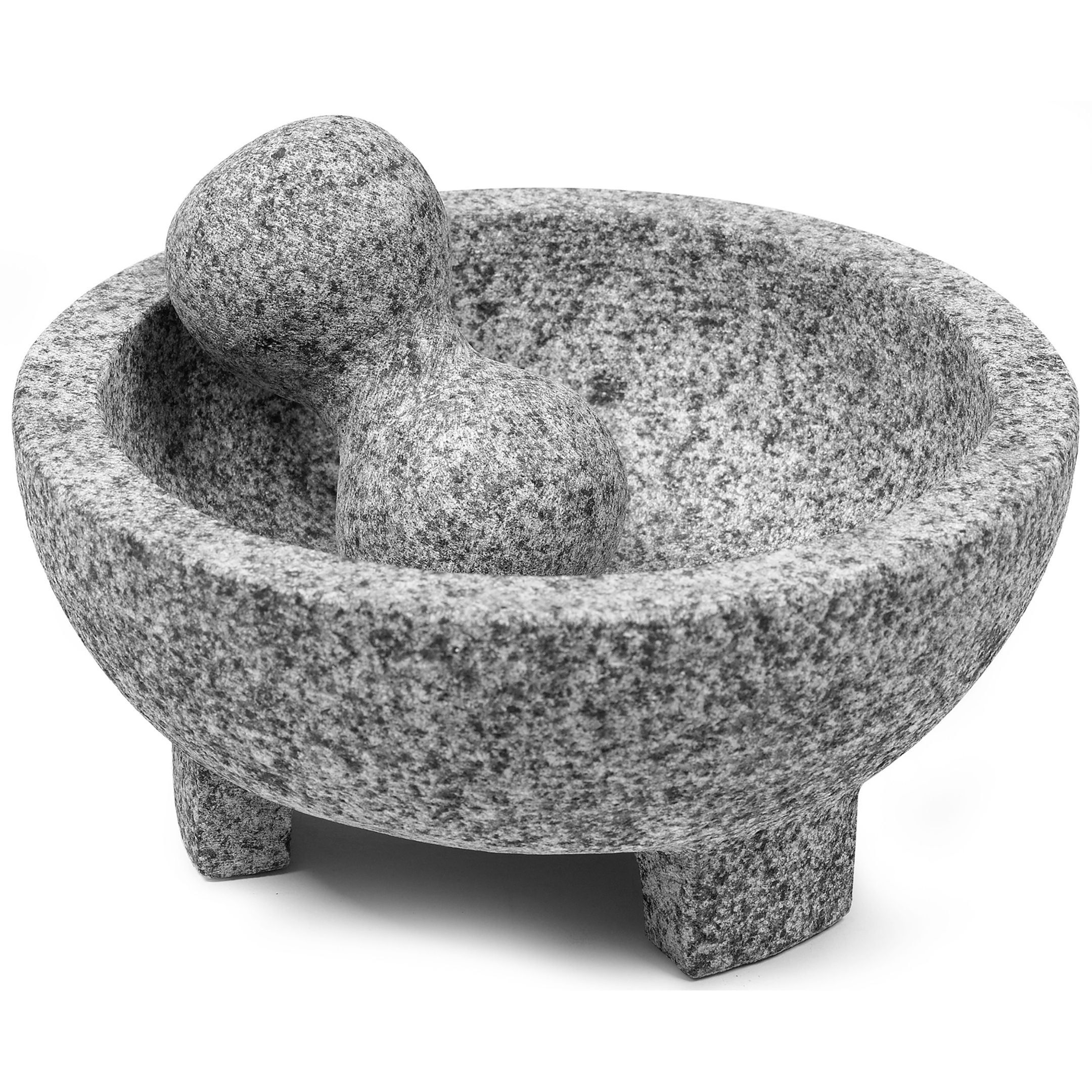 Traditional 8-Inch Gray Granite Molcajete with Pestle