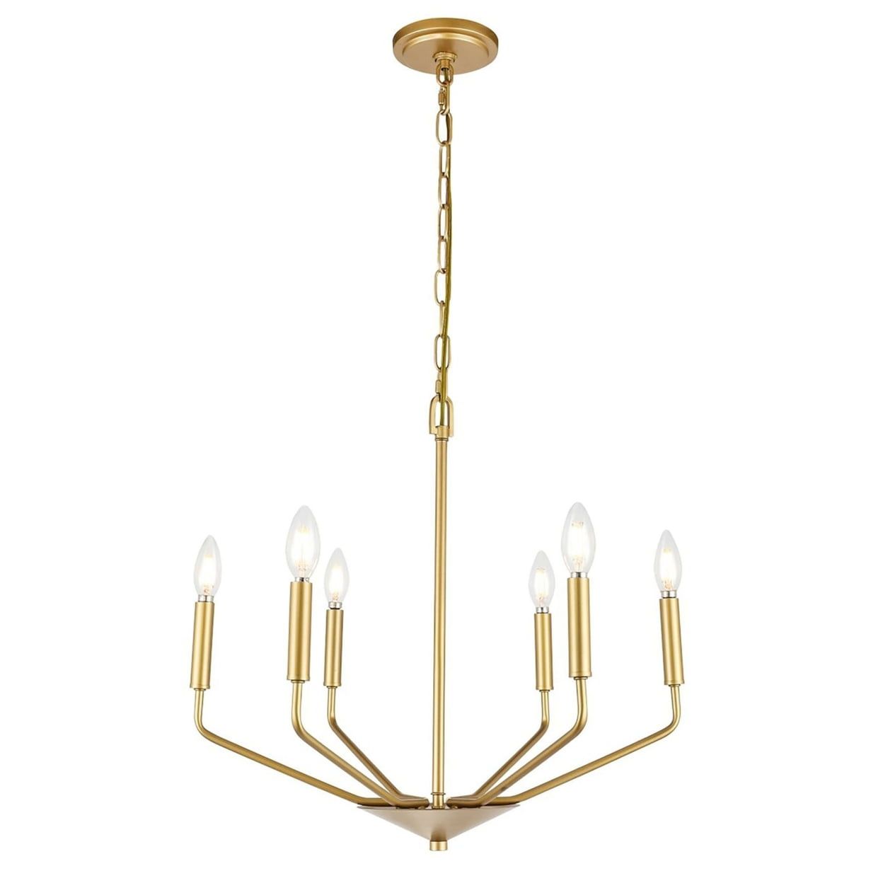 Enzo Mid-Century Modern Brass 6-Light LED Pendant