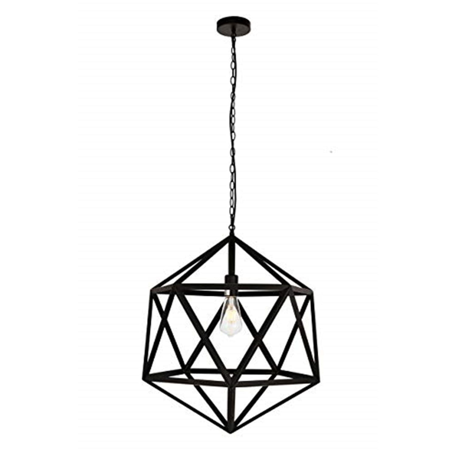 Redmond Black Iron Geometric Pendant Light with Adjustable Chain