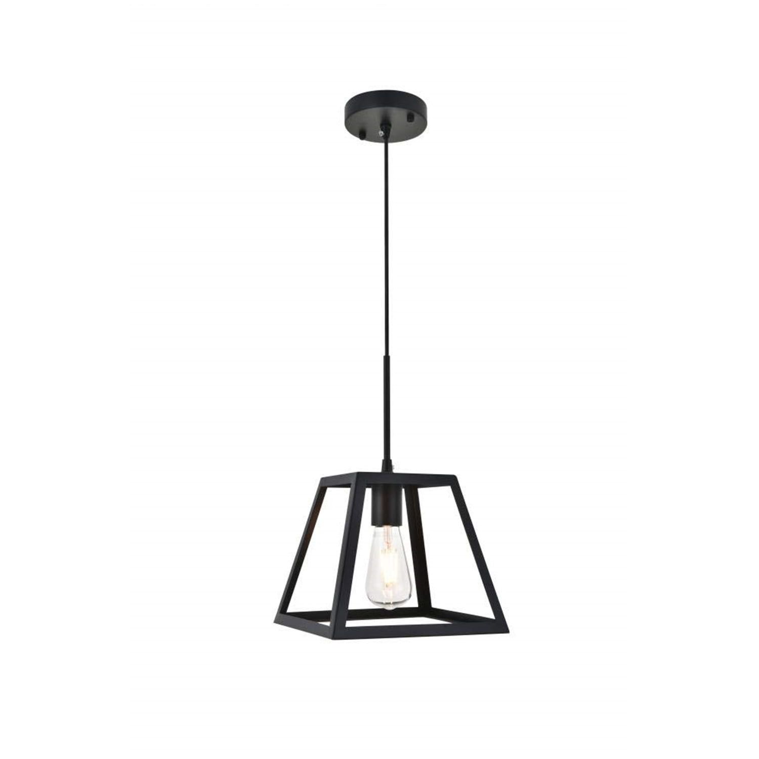 Resolute Contemporary Black Trapezoid Pendant Light 9.4"