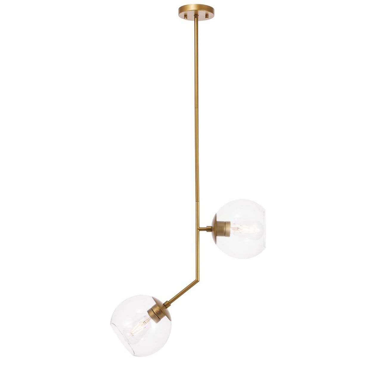 Ryland 20" Brass & Clear Glass Globe LED Pendant Light