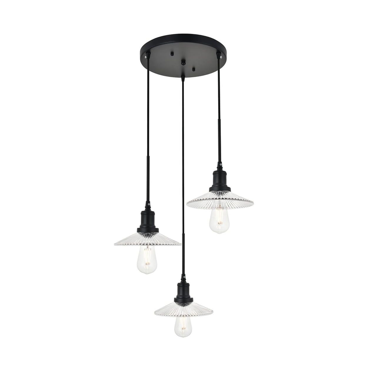 Mid-Century Modern Waltz 3-Light Black and White Pendant