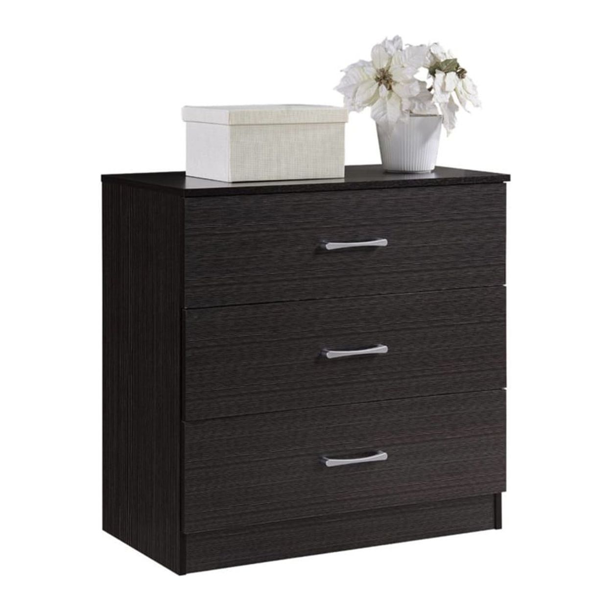 Sleek Contemporary 3-Drawer Chest in Chocolate with Dovetail Construction
